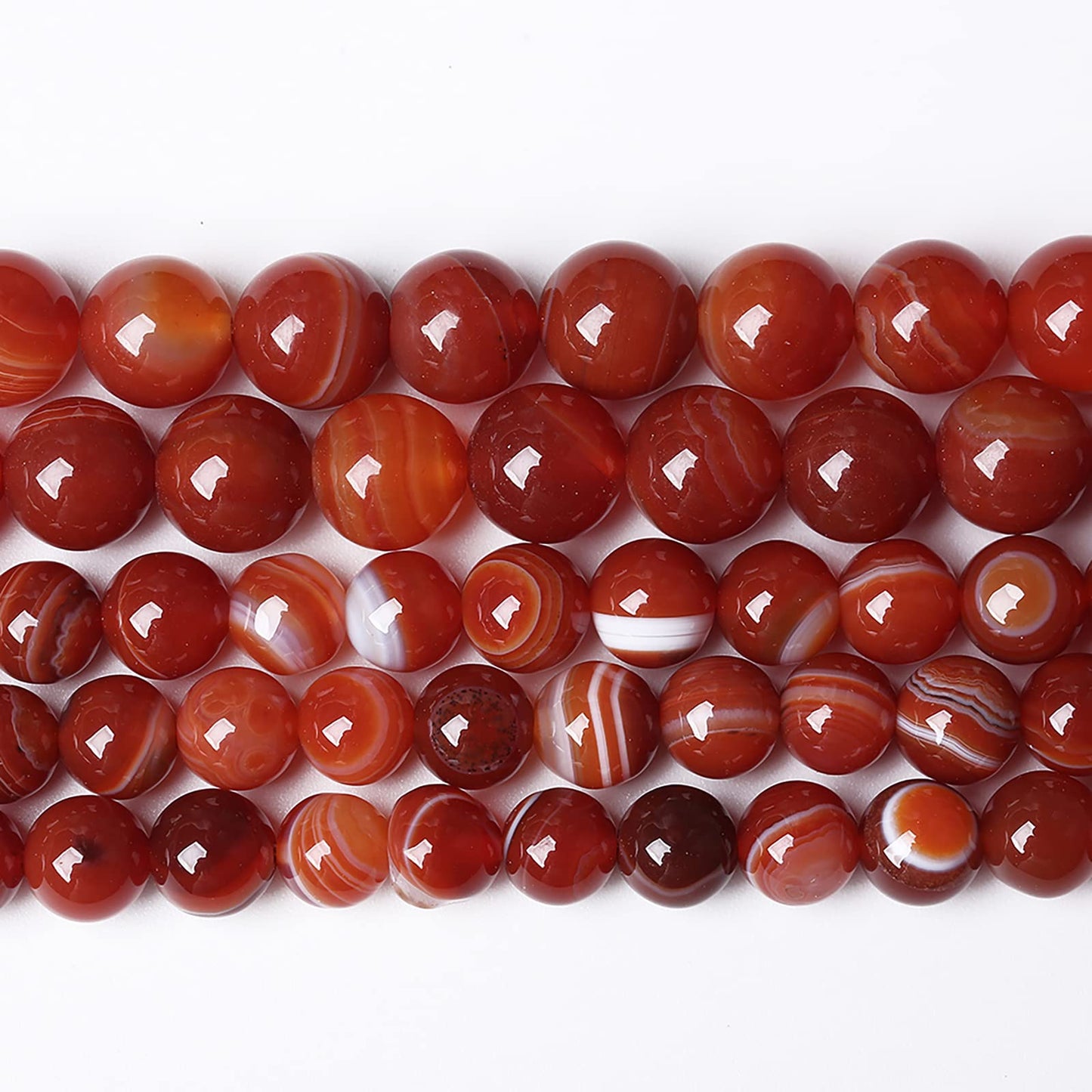 46PCS 8mm Natural Red Striped Agate Beads Round Loose Gemstone Beads for Jewelry Making DIY Bracelet Necklace 15 Inch,Energy Stone Healing Power