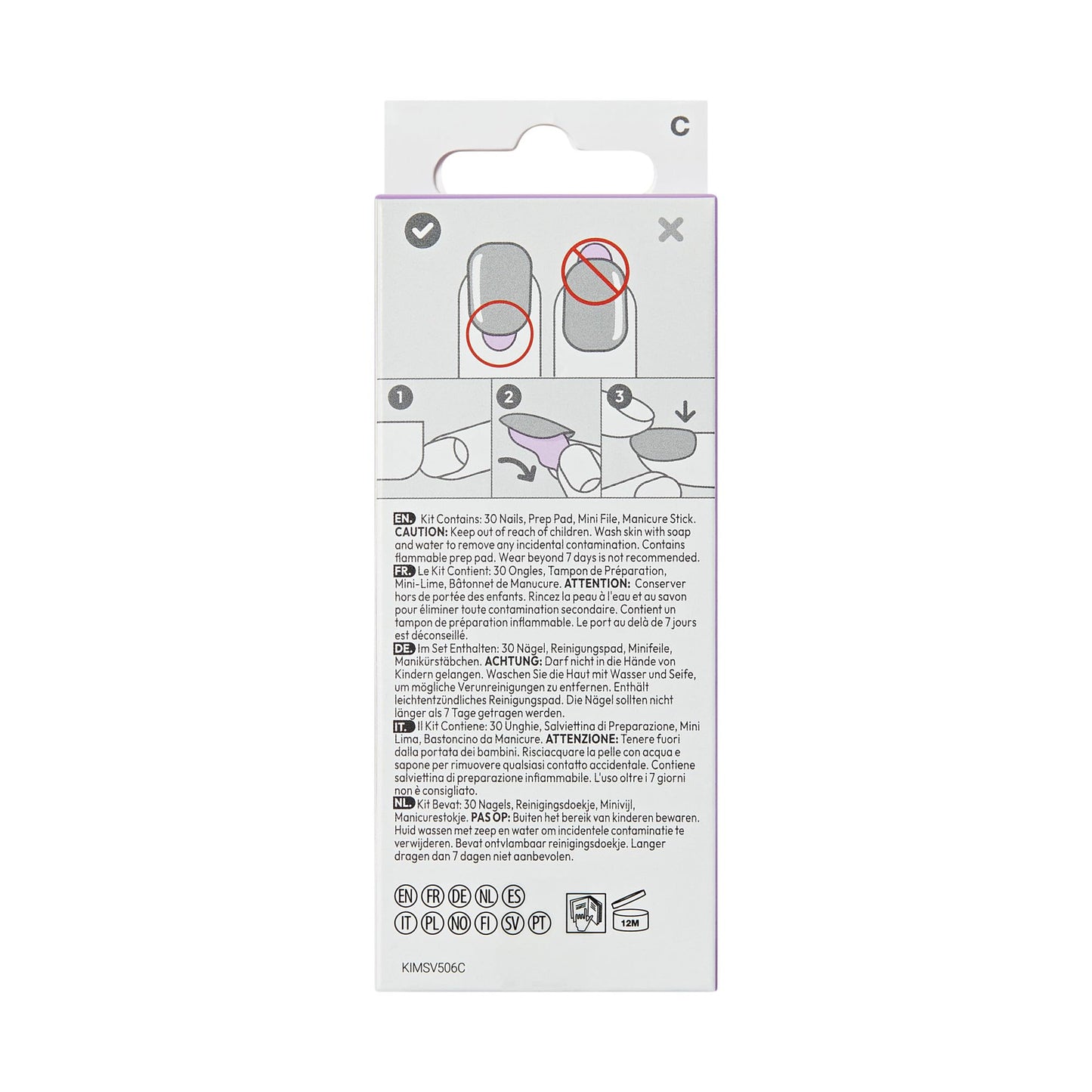 Kiss Impress No Glue Mani Press On Nails, Design, 'Soft Petals', Pink, Short Size, Squoval Shape, Includes 30 Nails, Prep Pad, Instructions Sheet, 1 Manicure Stick, 1 Mini File