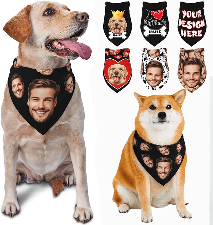 Custom Dog Bandana for Cat Dog Pet Add Your Design Personalized Neckwear Bandanas with Your Text Logo Image Customized Pet Scarf Funny Gifts Style 08