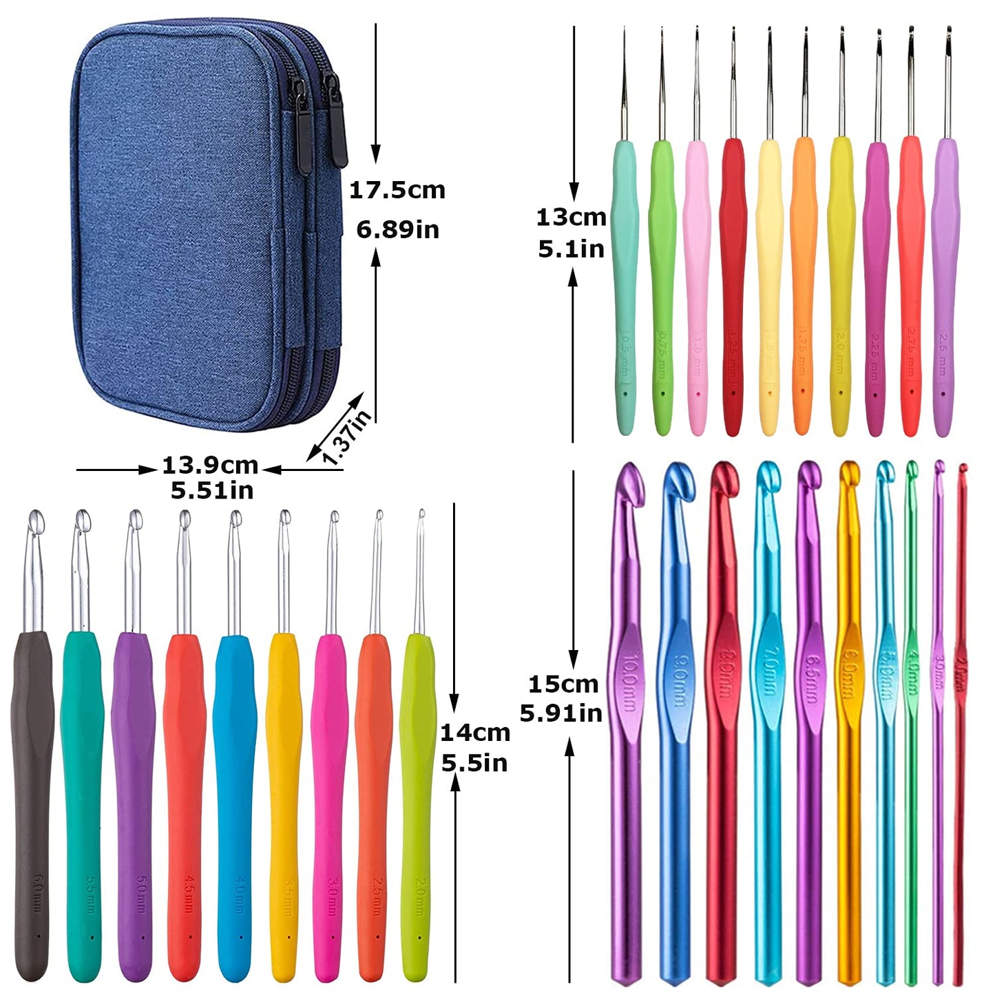 100pcs Crochet Hooks Set in Case Ergonomic Soft Grip Handles Weave Yarn Knitting Needles Kit and Crochet Needle Accessories Crochet Kit Complete Crochet Set for Beginners and Experiecced Crochet Lover