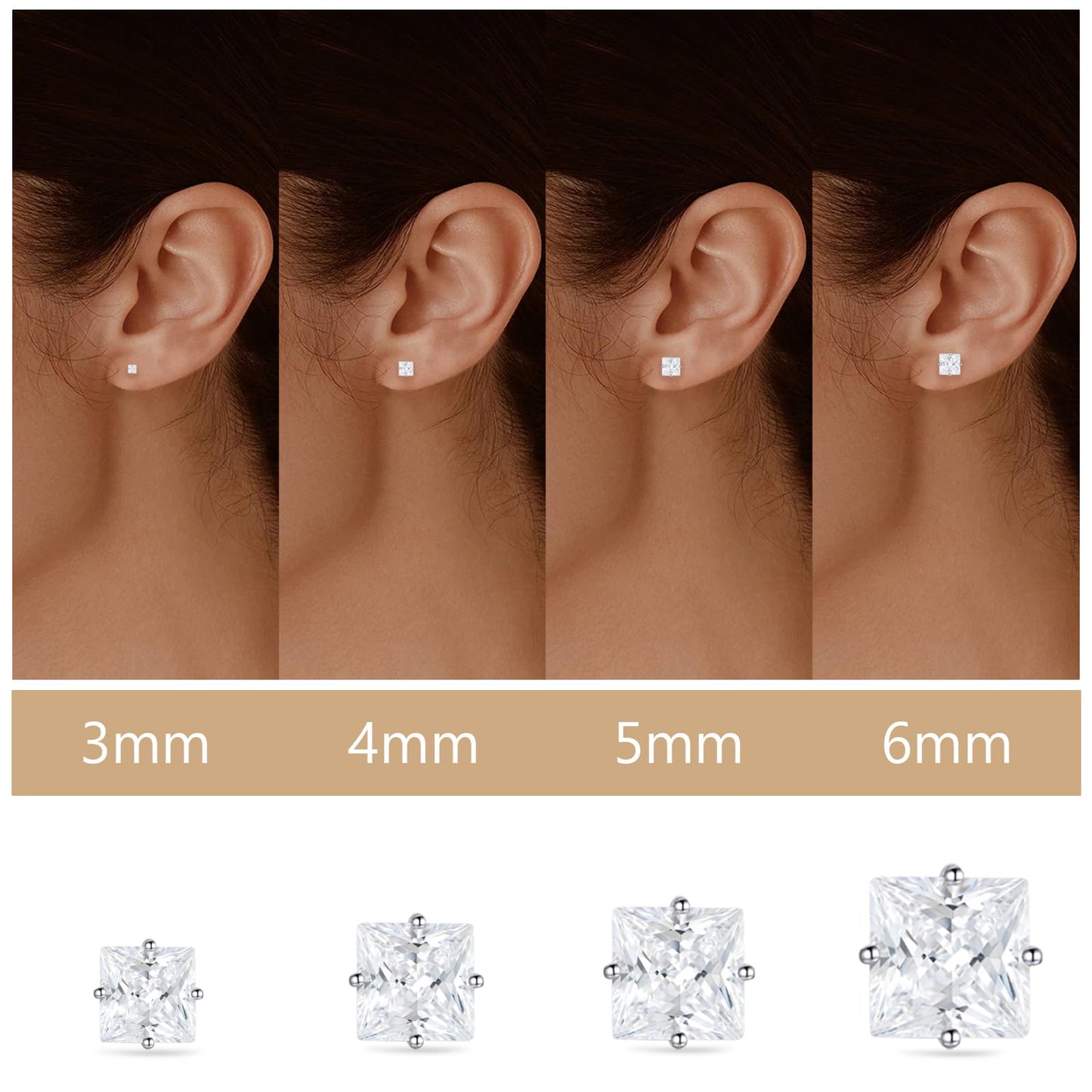 limerencia 18g Titanium Internally Threaded Tragus Piercing Jewelry CZ Top Flat Back Piercing Nose Studs Earring, Helix, Cartilage, Labret, Monroe for Women or Men (4mm, Clear White)
