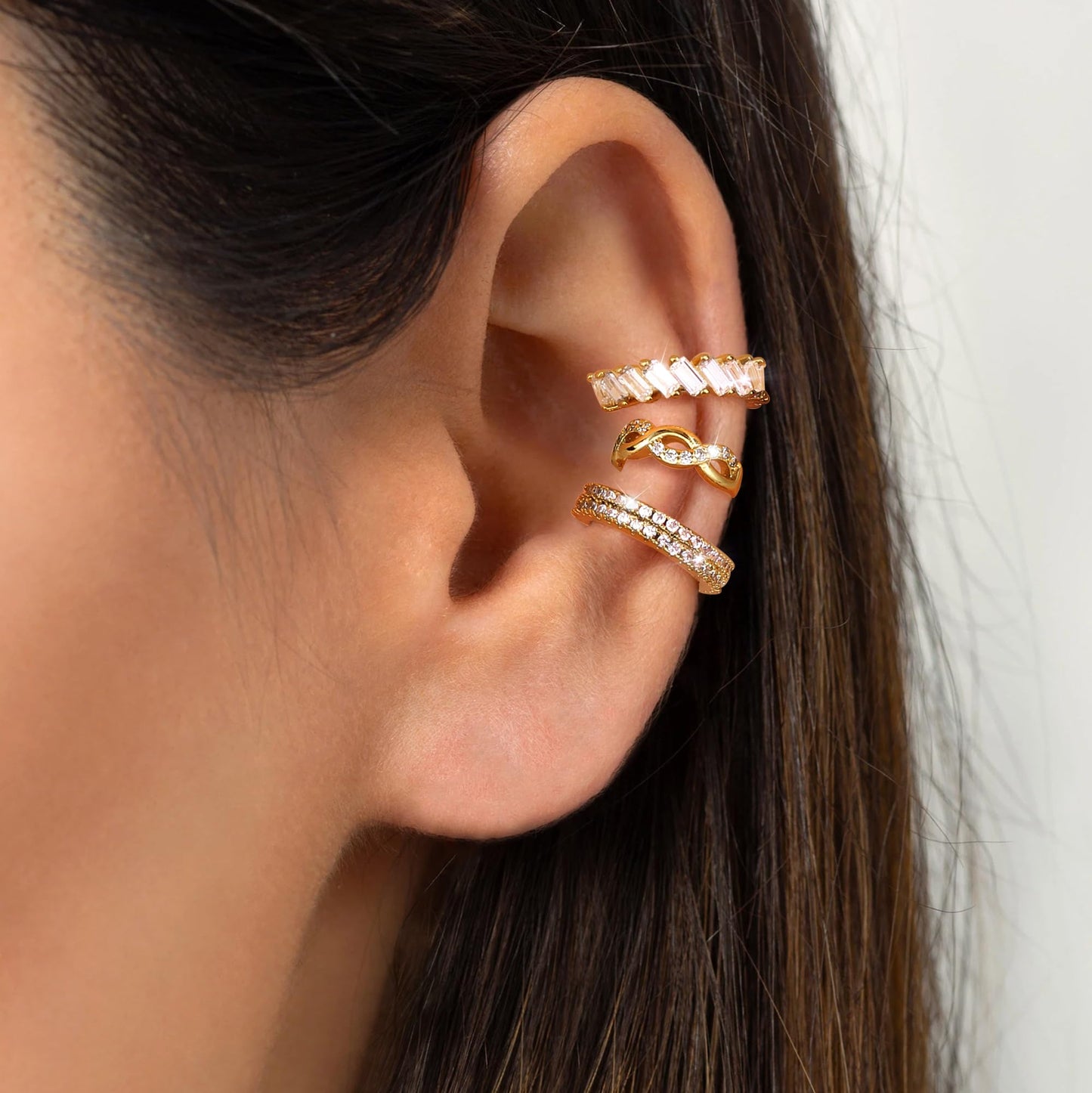 Dochais 9Pcs Ear Cuff 14K Gold Plated Cuff Earrings Gold Ear Cuffs Non Pierced Ear Clips Cartilage Earring Fake Earrings Gold