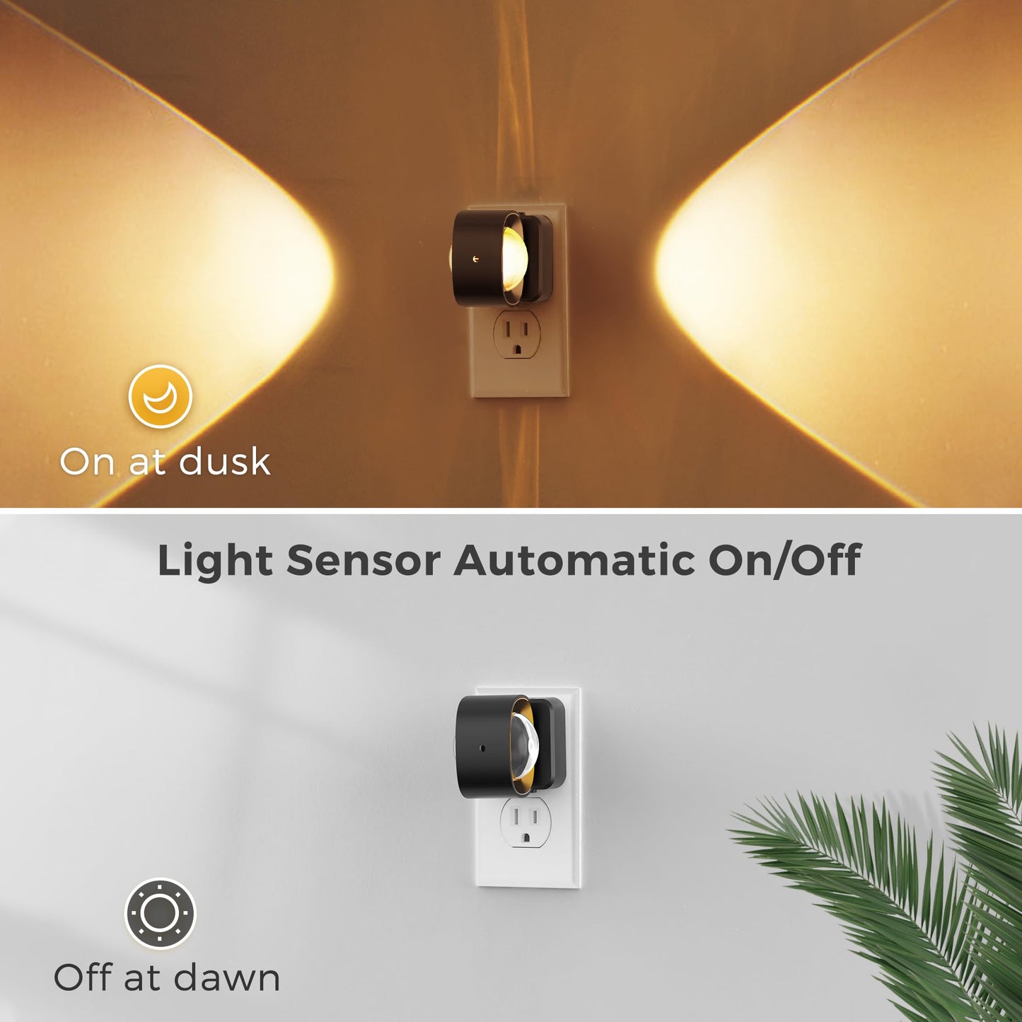 L LOHAS LED Night Light Projector, Night Lights Plug into Wall, Dusk to Dawn Sensor, 180°Rotating Nightlight for Kids, 0-150LM Dimmable Soft White Ambient Lighting for Bathroom, Decor, Gifts, 2 Pack