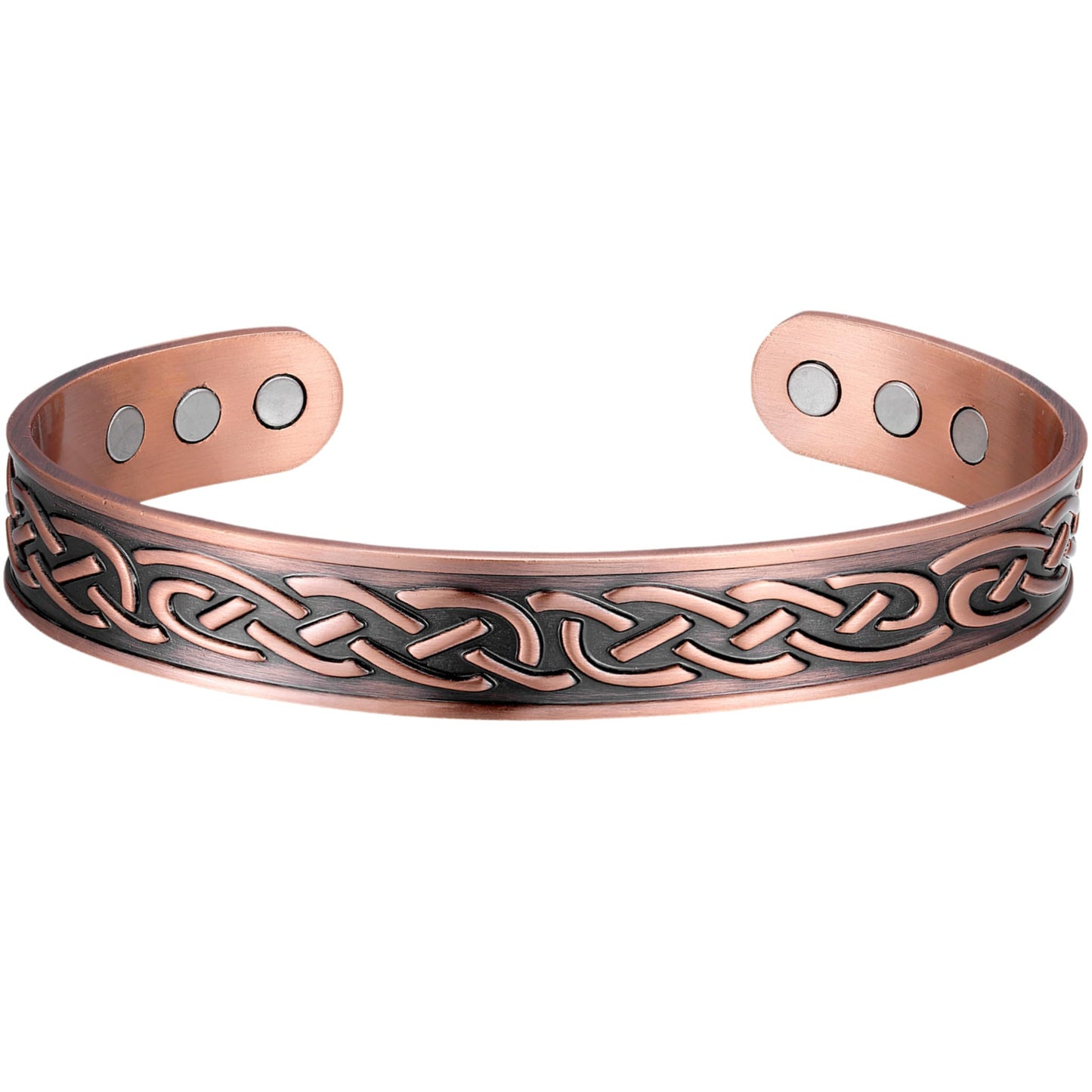 Earth Therapy Bronze Celtic Knot Magnetic Copper Cuff Bracelet for Men & Women - Adjustable - Ultra Strength