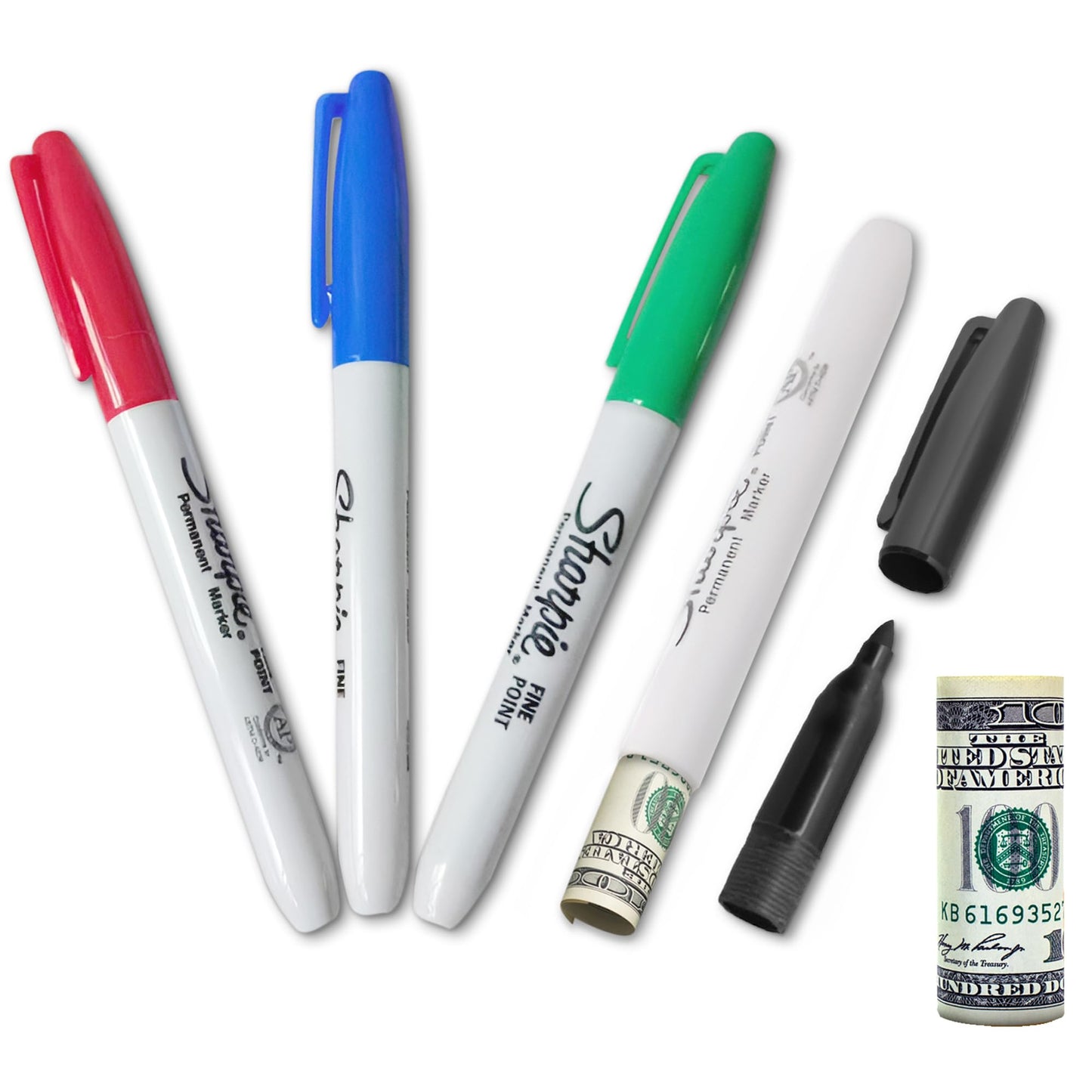 Fake Pen Diversion Safe Marker (4 Pack) - Realistic Pen Diversion Safe - Hidden Secret Compartment Decoy Permanent Marker - Hide And Store Money Waterproof Storage Cash Holder Container Lock