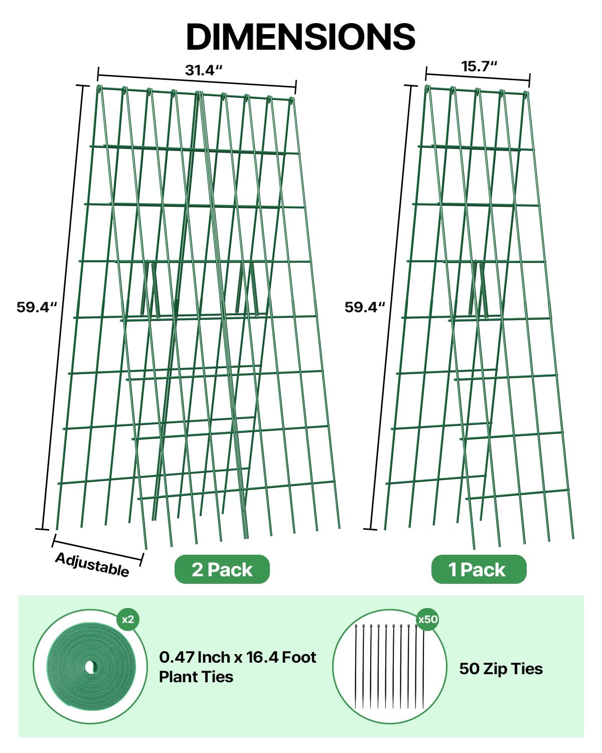 Suteck A-Frame Cucumber Trellis 59.4" 2 Pack - Metal Garden Trellis for Cucumbers, Peas, Beans & Climbing Plants, Foldable Outdoor & Indoor Vegetable Support for Raised Beds, Patios & Backyard