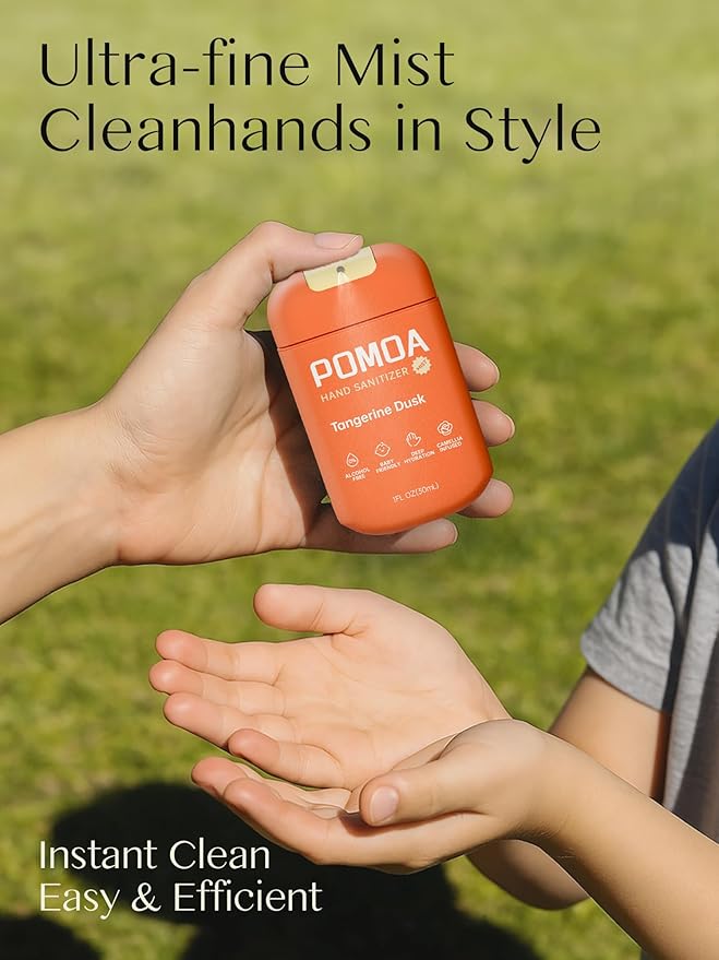 Alcohol Free Hand Sanitizer Spray, Non Irritating, Hydrating and Non Greasy, Gentle Fine Mist, Travel-Friendly Pocket Size 1 Fl Oz, Tangerine Dusk