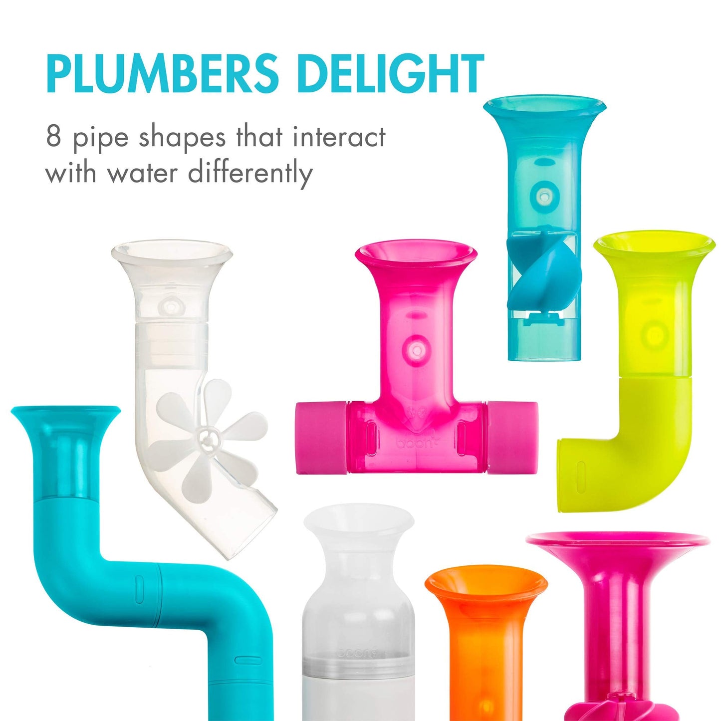 Boon Bundle Baby and Toddler Bath Toys - Includes Boon Pipes, Cogs, and Tubes Bathtub Toys - Toddler Sensory Toys - Multicolored - 13 Count - Ages 12 Months and Up