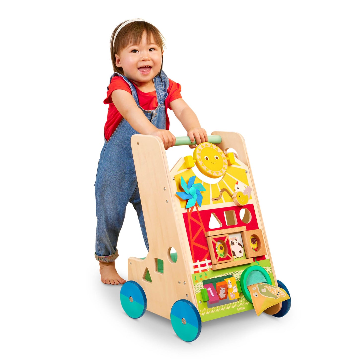 Battat – Wooden Activity Walker – 9 Educational Activities – Learning & Walking Toy for Toddlers – Stand, Push, Walk – 1 Year + – Farm Theme
