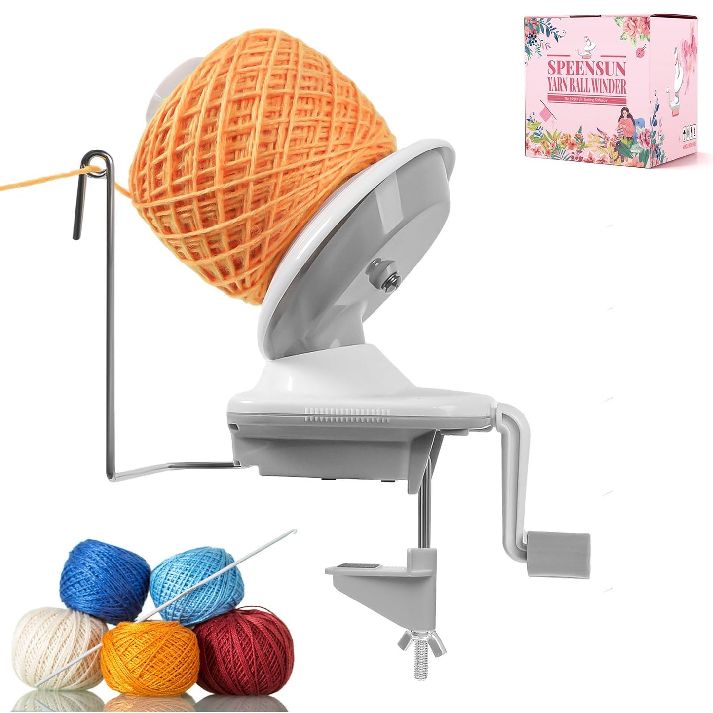 SPEENSUN Yarn Winder, Yarn Spinner, 3.5 OZ Easy-to-Install and Efficiently Yarn Ball Winder with Lower Noise, Yarn Winder Manual for Crochet and Knitting Enthusiast for Yarns Below Size 5