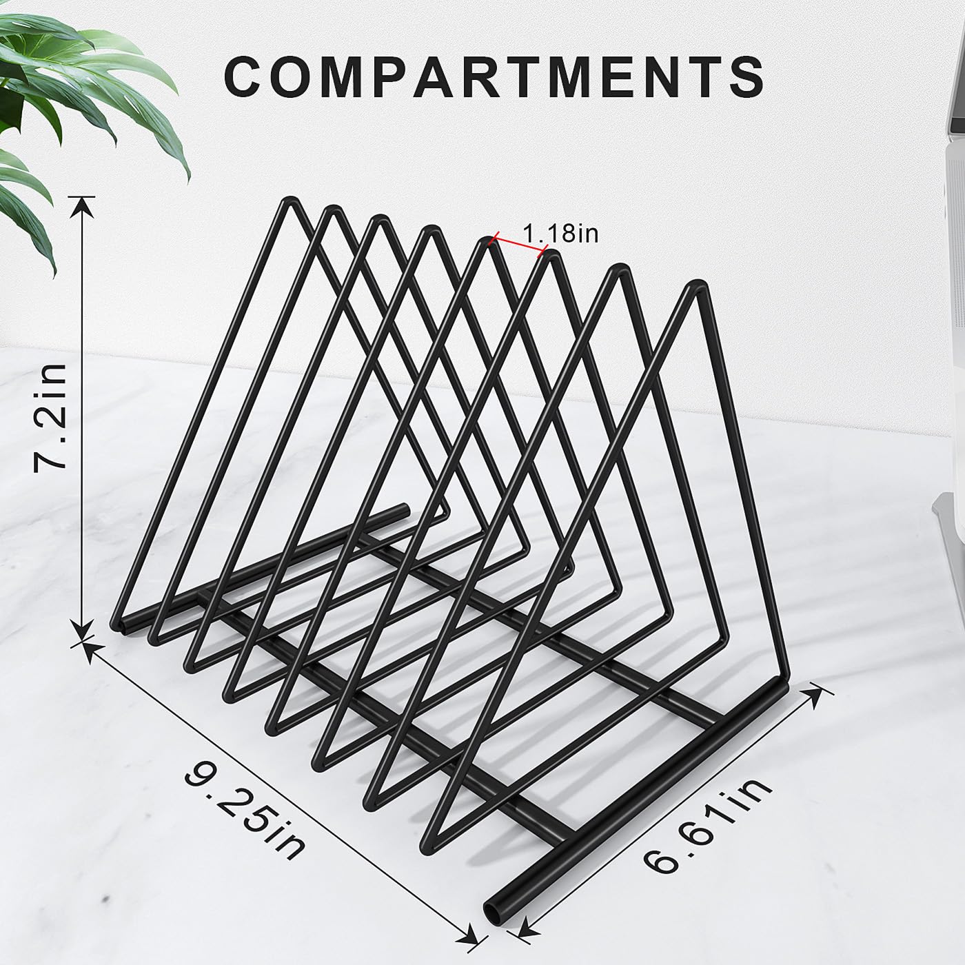 TOPCJ Triangle File Folder Racks,7 Sections File Holder,File Storage Sorter/Stand,Desktop File Organizer,Wire Organizer Rack,Magazine Folder Holder,Letter/Legal,Suitable to Hold Large/Small Items