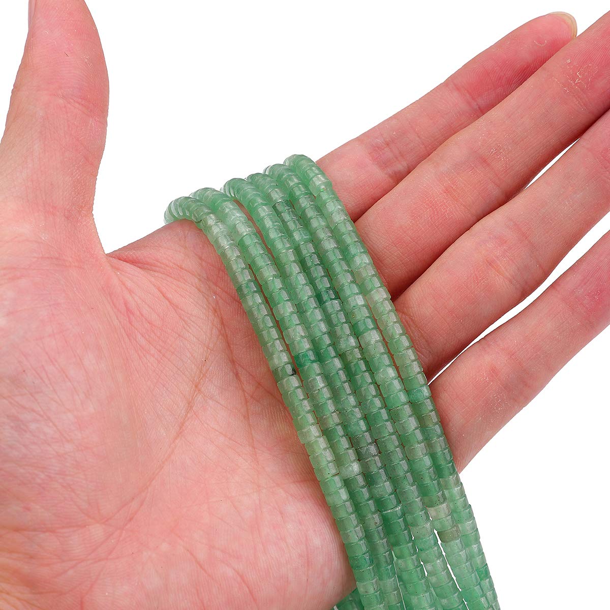 BEADIA Natural Green Aventurine Spacer Beads Caps Loose Semi Gemstone for Beading Jewelry Making 4mmx2mm 38cm