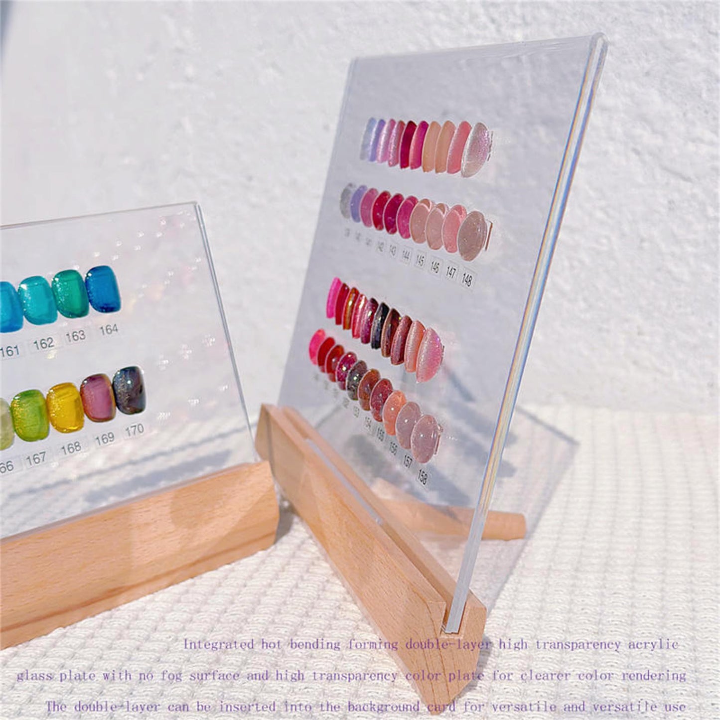 Acycoin2A DIY Acrylic Nail Art Sample Display Board Transparent Nail Gel Polish Showing Shelf Stand Color Rack