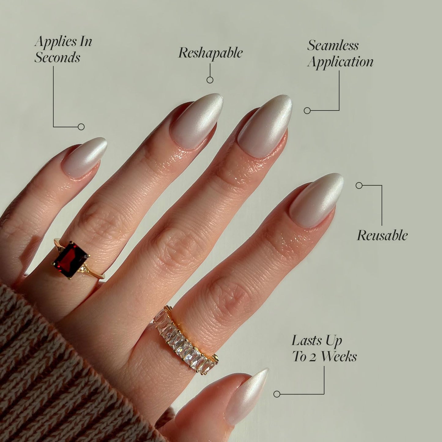 Glamnetic Press-On Nails Bundle - Hailey & First Kiss | Glossy, Semi-Transparent Fake Nails | Neutral Pink False Nails with a Glaze Finish | Reusable Short Almond Nail Kits