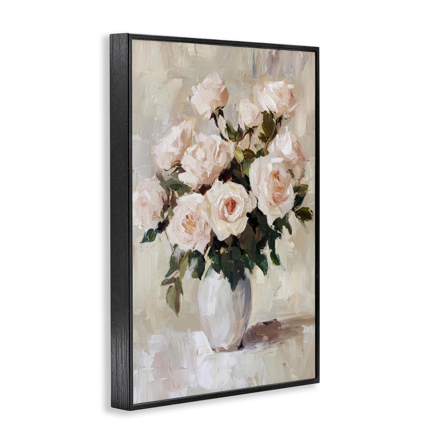 Stupell Industries Peachy Roses in Flower Vase Black Framed Giclee Art, design by Petal Prints Design, 18 x 12