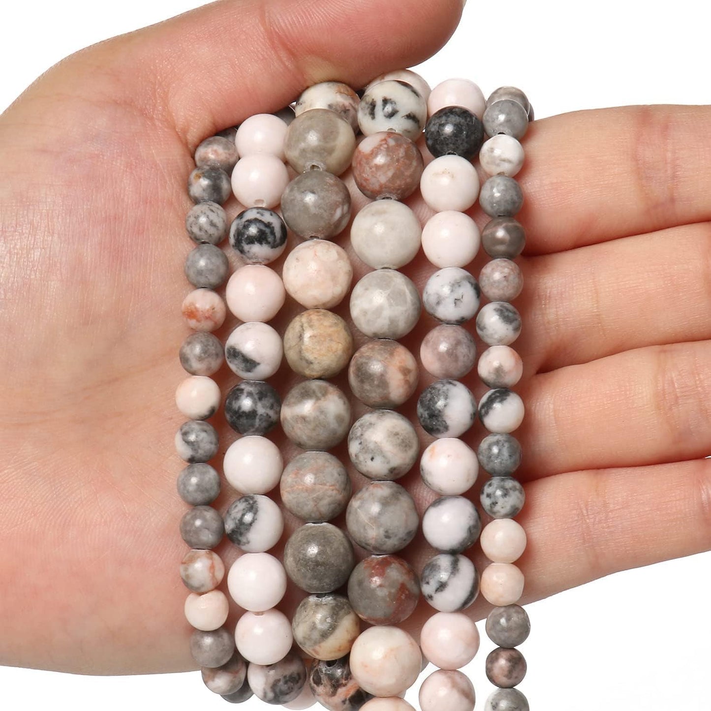 About 45pcs 8mm Natural Stone Beads Pink Zebra Jasper Beads Energy Crystal Power Gemstone for Jewelry Making, DIY Bracelet Necklace