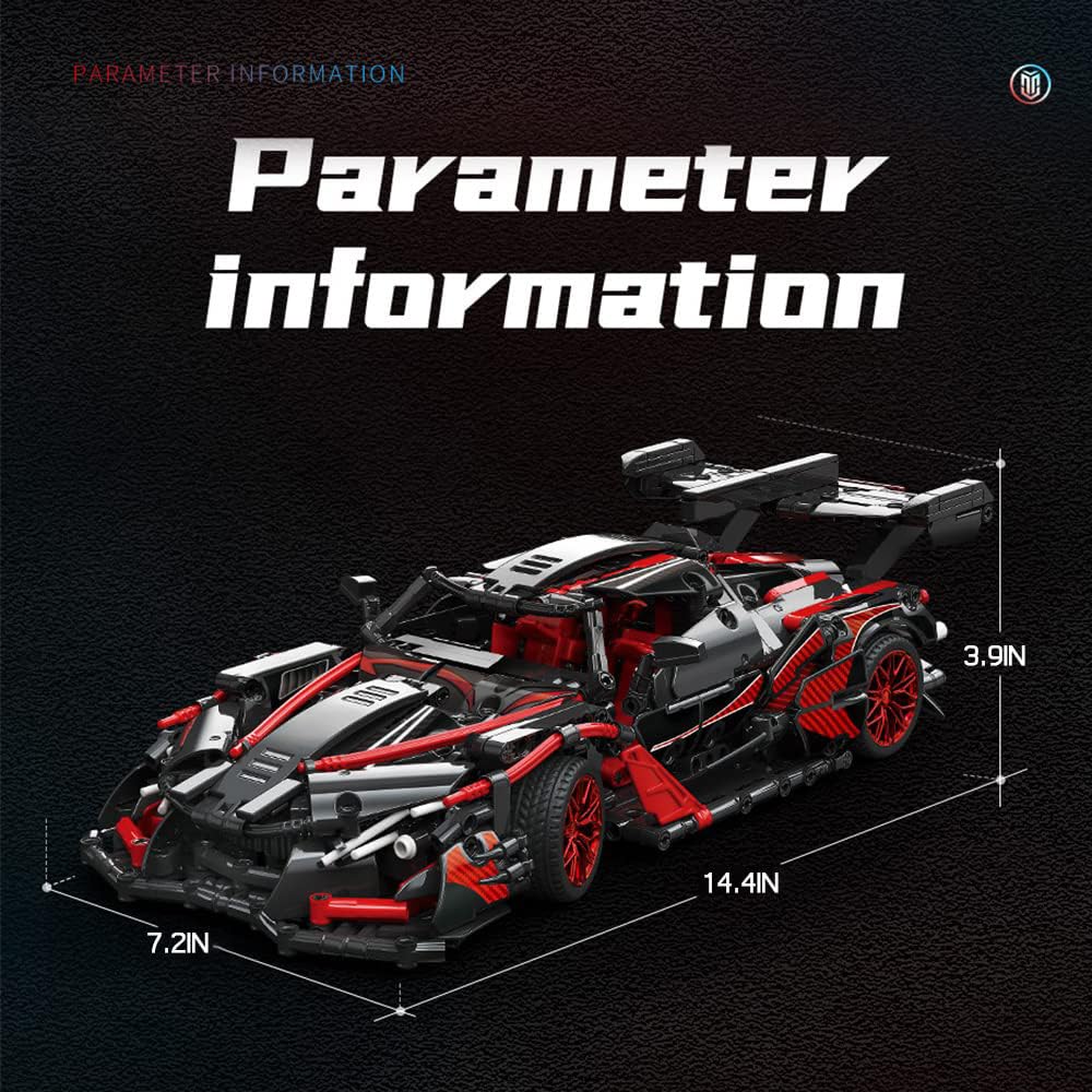 APAWR Adults Challenging Racing Car Building Blocks Kit，1:14 1391 Pieces Car Model Building Set DIY Toys for Boys Age 12 13 14 15 16