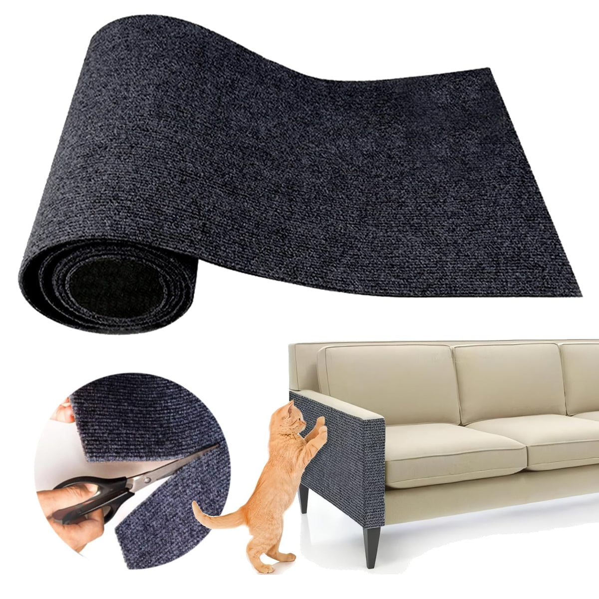 SREBAY Cat Scratch Couch Furniture Protector, Self-Adhesive Scratch Pad
