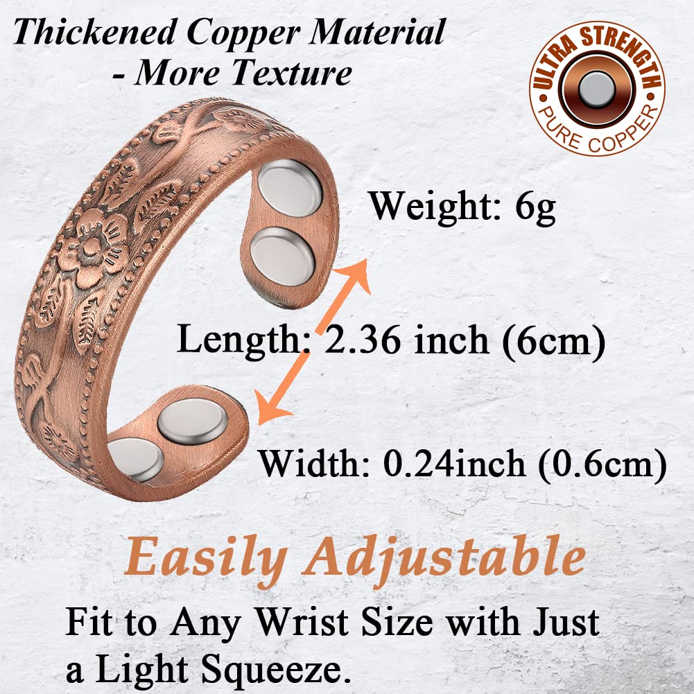 Cigmag Copper Rings for Women 99% Pure Copper Ring Adjustable with Present Box (2PCS Plum)