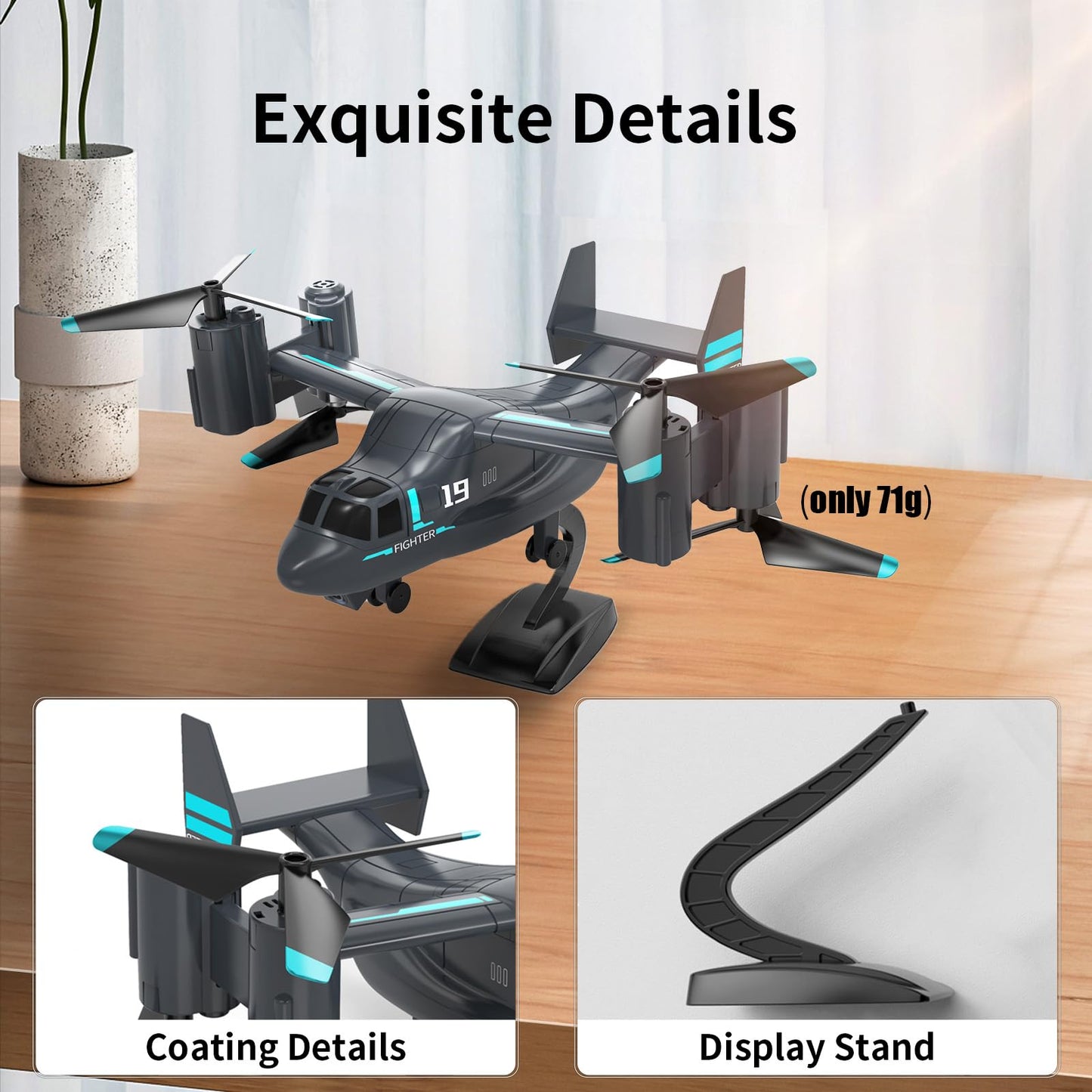 Helicopter Remote Control, LM19 Ospery Military RC Helicopter with Live Camera for Military Fans, Flying and Land Gliding Mode, One Key take Off/Landing, Remote Control Helicopter for Adults 14+