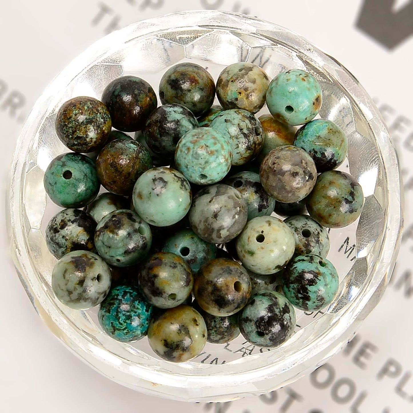 NCB 100pcs Original Natural Stone Beads Gemstone Round Loose Beads 6mm 8mm 10mm (African Turquoise, 6mm 100Beads)
