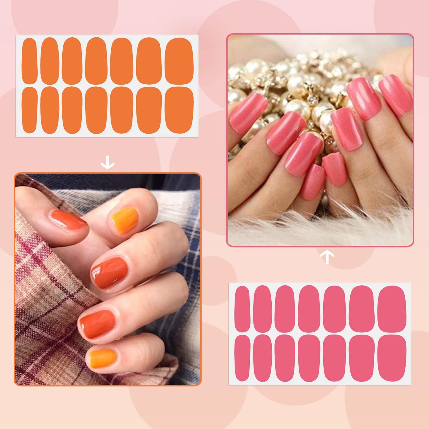 SILPECWEE Bright Solid Color Nail Wraps for Women Nail Polish Strips Self Adhesive Nail Polish Stickers Gel Nail Strips Fingernails Manicure Stickers with 1pc Nail File (16 Sheets)