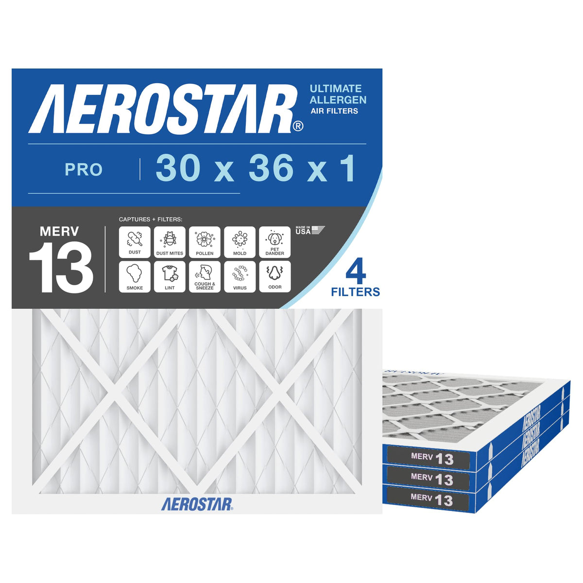 30x36x1 MERV 13 High Efficiency Pleated Air Filter (4 Count)