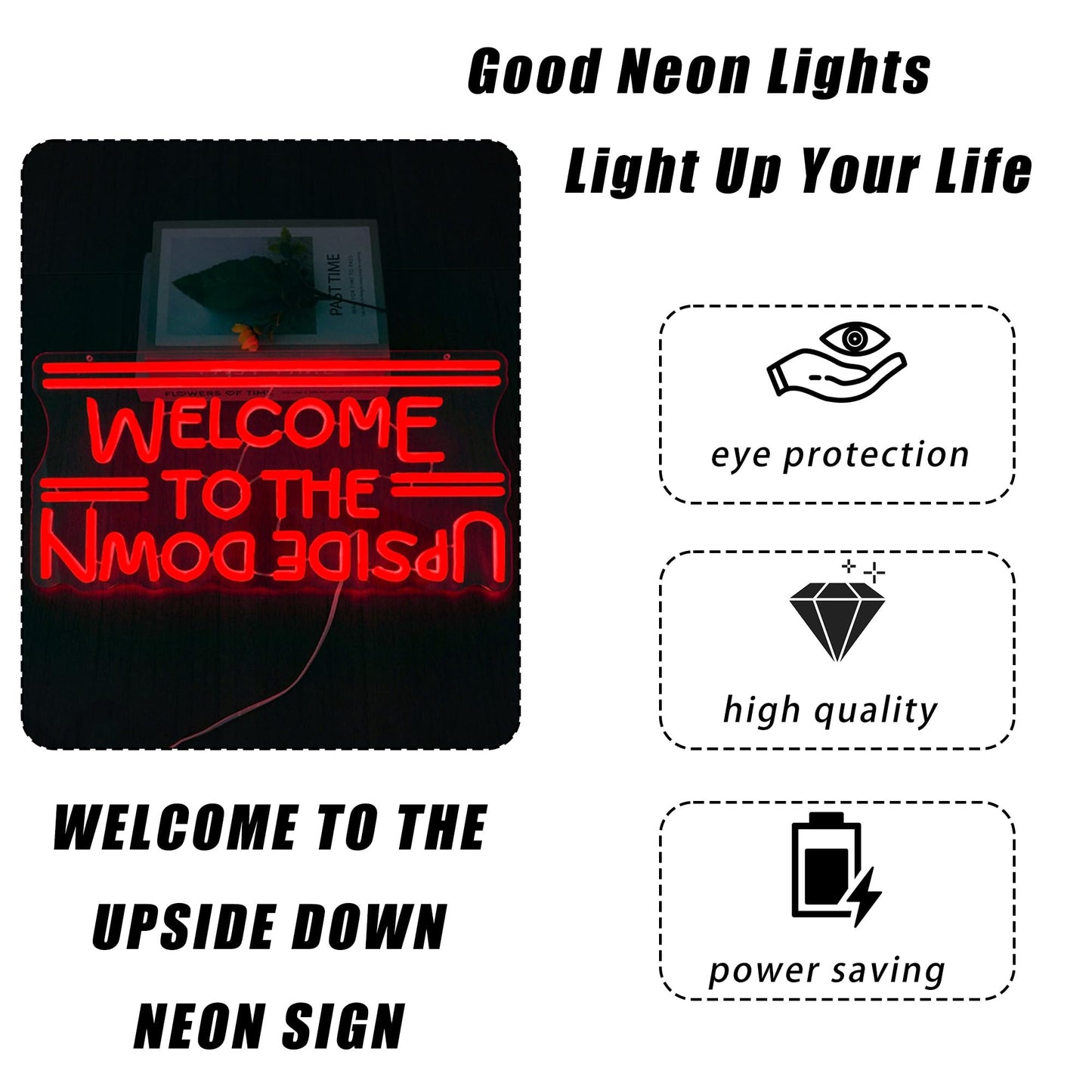 Welcome To The Upside Down Neon Sign Dimmable Neon Lights for Wall Décor USB Powered LED sign for Bedroom Game Room Man Cave Great Gift for Birthday christmas etc;(16.4 * 8.3 inches)
