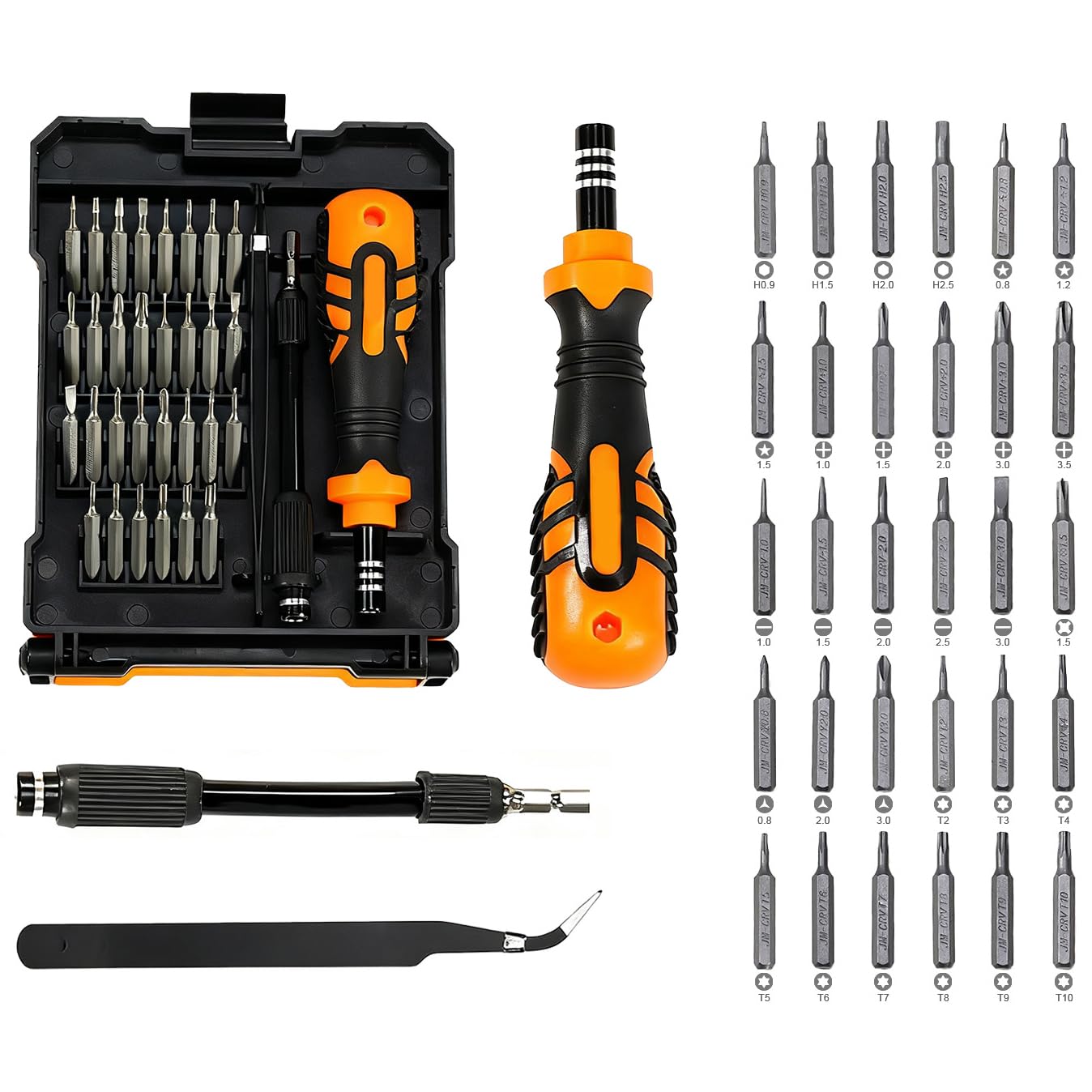 JAKEMY 33 In 1 Precision Screwdriver Set, Magnetic Tips Small Screwdriver Kit with Multi Replaceable Torx Bits, DIY Tool Electronics Repair Kit with Tweezers for Phone, Laptop, Computer, Watch, Bell