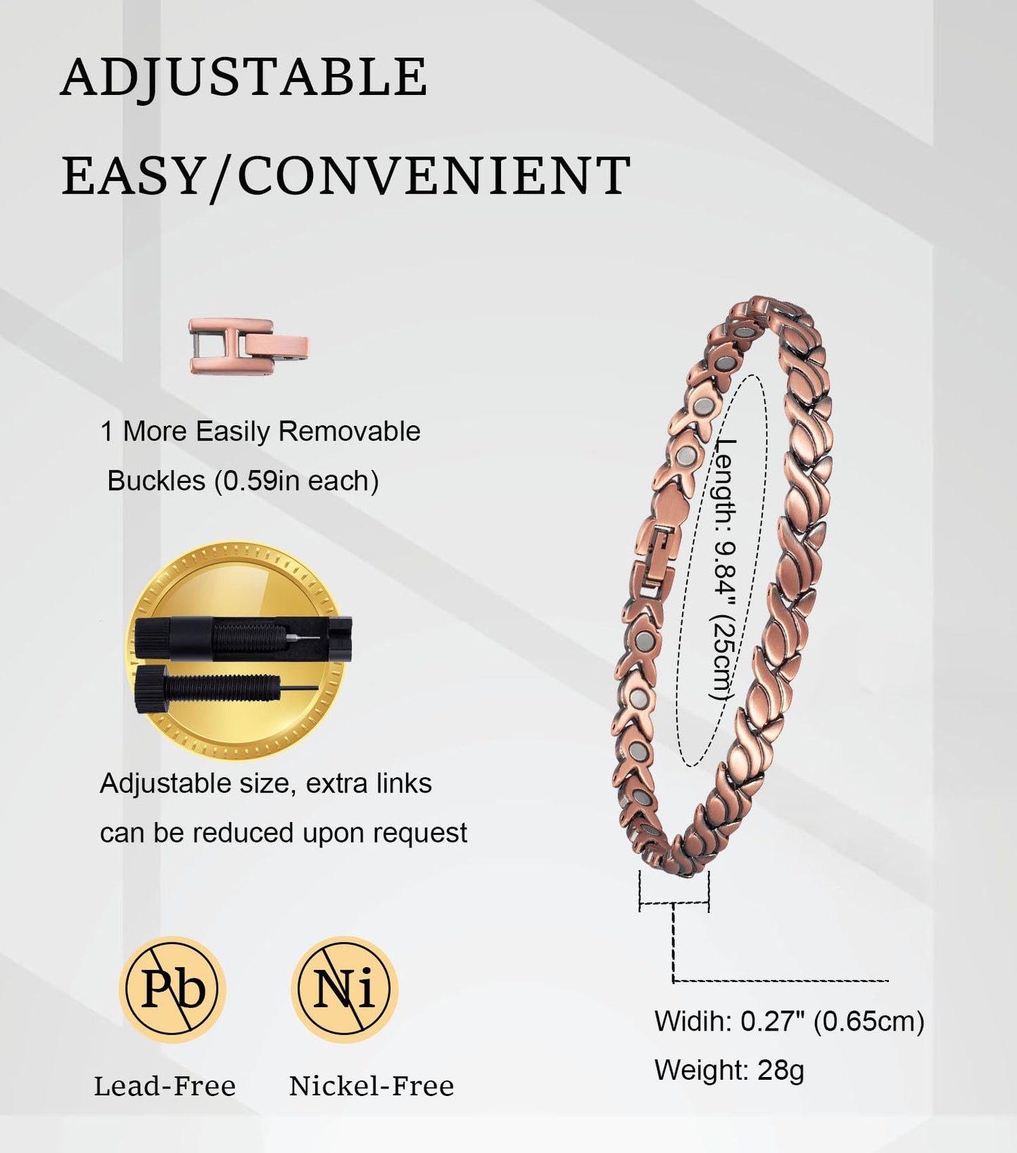 UtenoTureH Copper Magnetic Ankle Bracelet for Women for Arthritis, 99.99% Pure Copper Fishtail Design Magnetic Therapy Jewelry with Adjust Tool