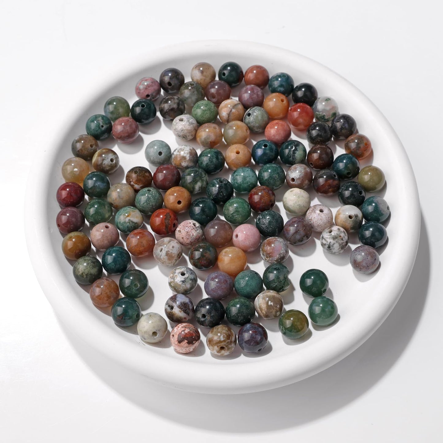 Raicegs 100pcs 8mm India Agate Beads Natural Gemstone Beads Round Loose Beads for Jewelry Making DIY Bracelets Necklace