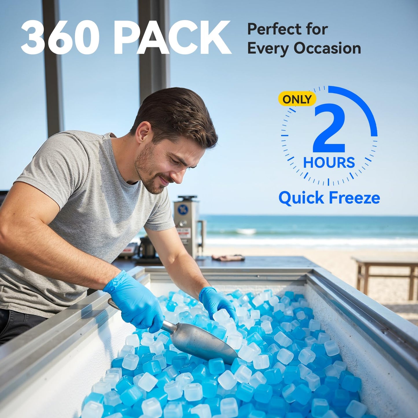 Nilpferd 360 Pack Reusable Ice Cubes for Drinks, BPA-Free Ice Packs for Lunch Boxes, Coolers, Refreezable Plastic Ice Cubes Without Diluting Drinks for Party Hosts & Outdoor Ice Baths Enthusiasts