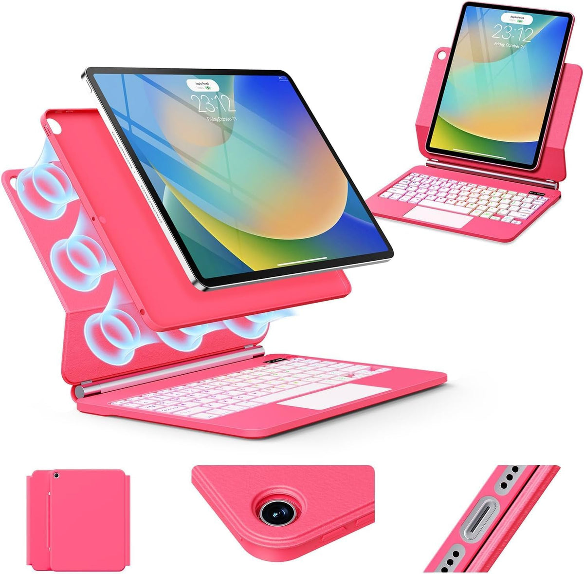 for iPad 9th Generation Case with Keyboard,Magic Style Keyboard Case for iPad 9th/8th/7th Gen 10.2 inch - Floating Cantilever Magnetic Stand Multi-Touch Trackpad Backlit Keyboard for iPad 10.2"