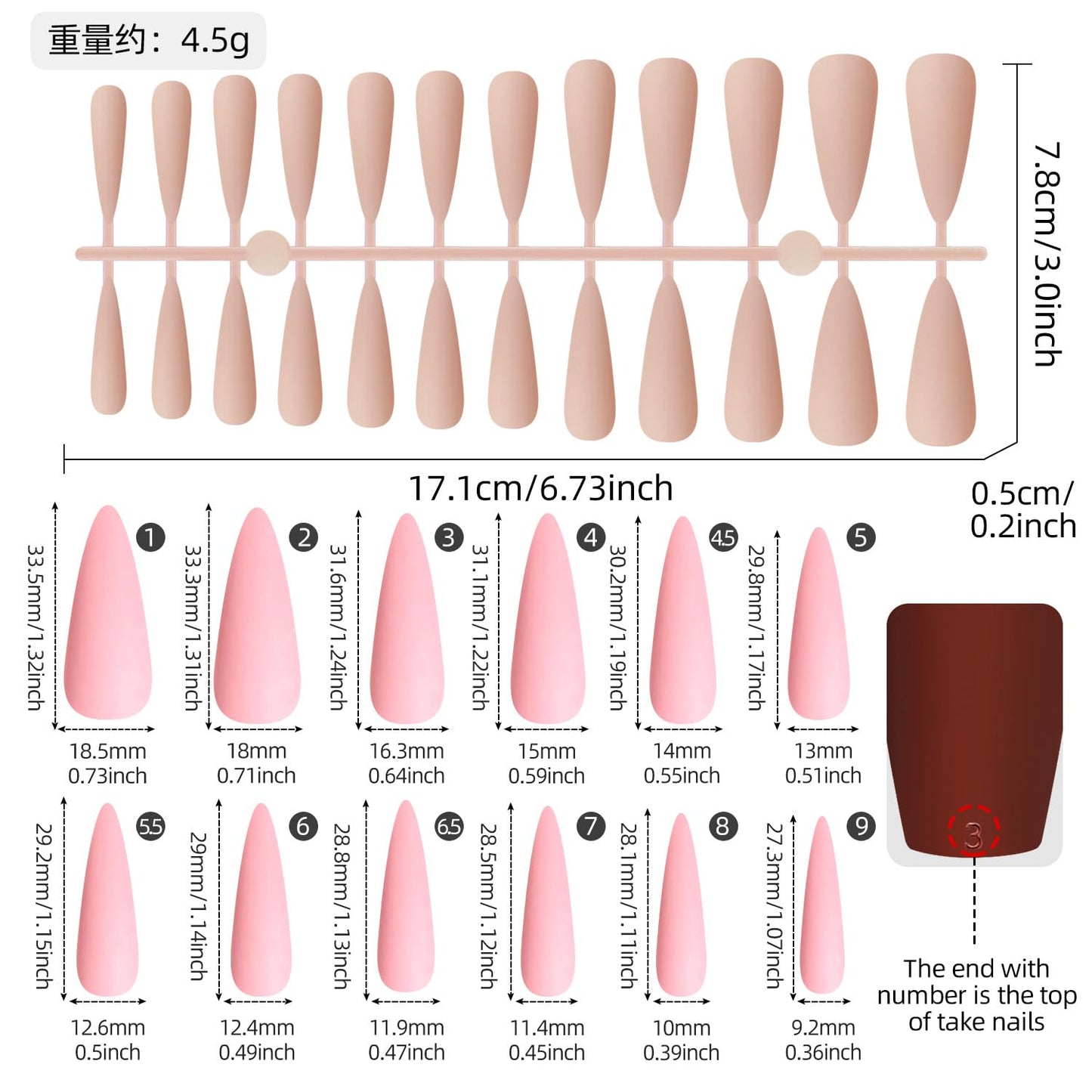 216 Pcs Press on Nails Stiletto Nail Press ons in 9 Colors Long Fake Nails in 12 Sizes Mate False Nails Full Cover Stick on Nails for Women Manicure