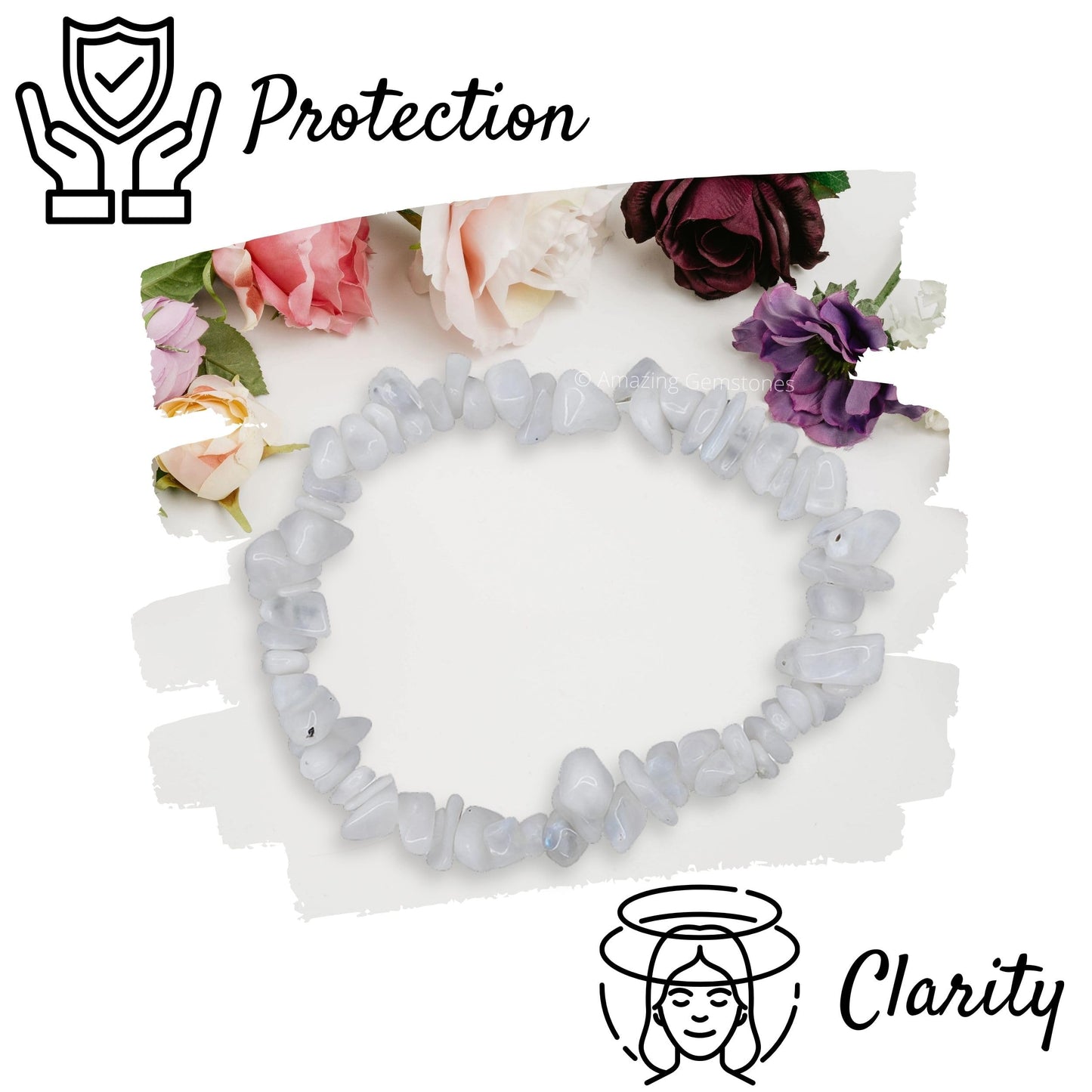Amazing Gemstone Chips Bracelet (Rainbow Moonstone)