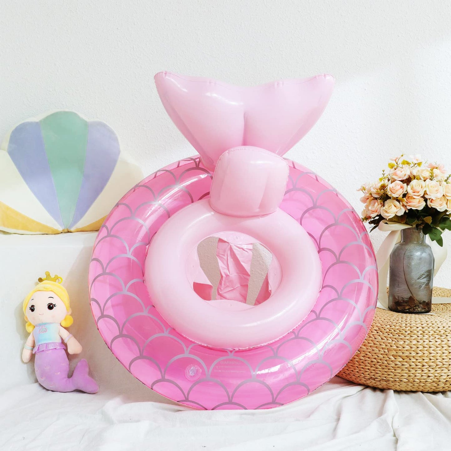 ZEYGLXC 2023 New Mermaid Baby Swimming Pool Floats,Inflatable Pool Swim Ring with Seat and Handle for Babies Toddlers Infant Training Summer