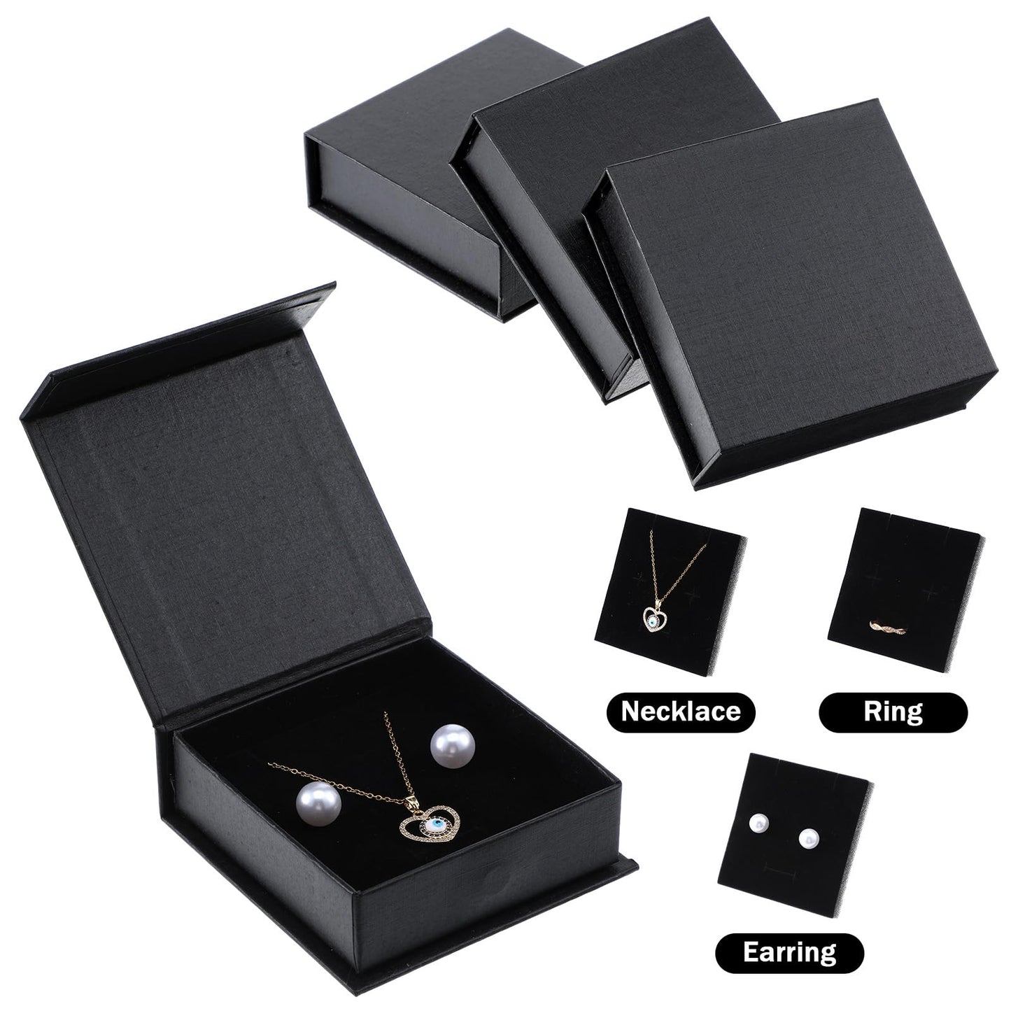 Xaajooio 20 Pcs Black Small Jewelry Gift Boxes with Cotton Filled and Lids, 3.54 x 1.18 Inches, for Necklace Earring Ring Storage Display and Gift Packaging