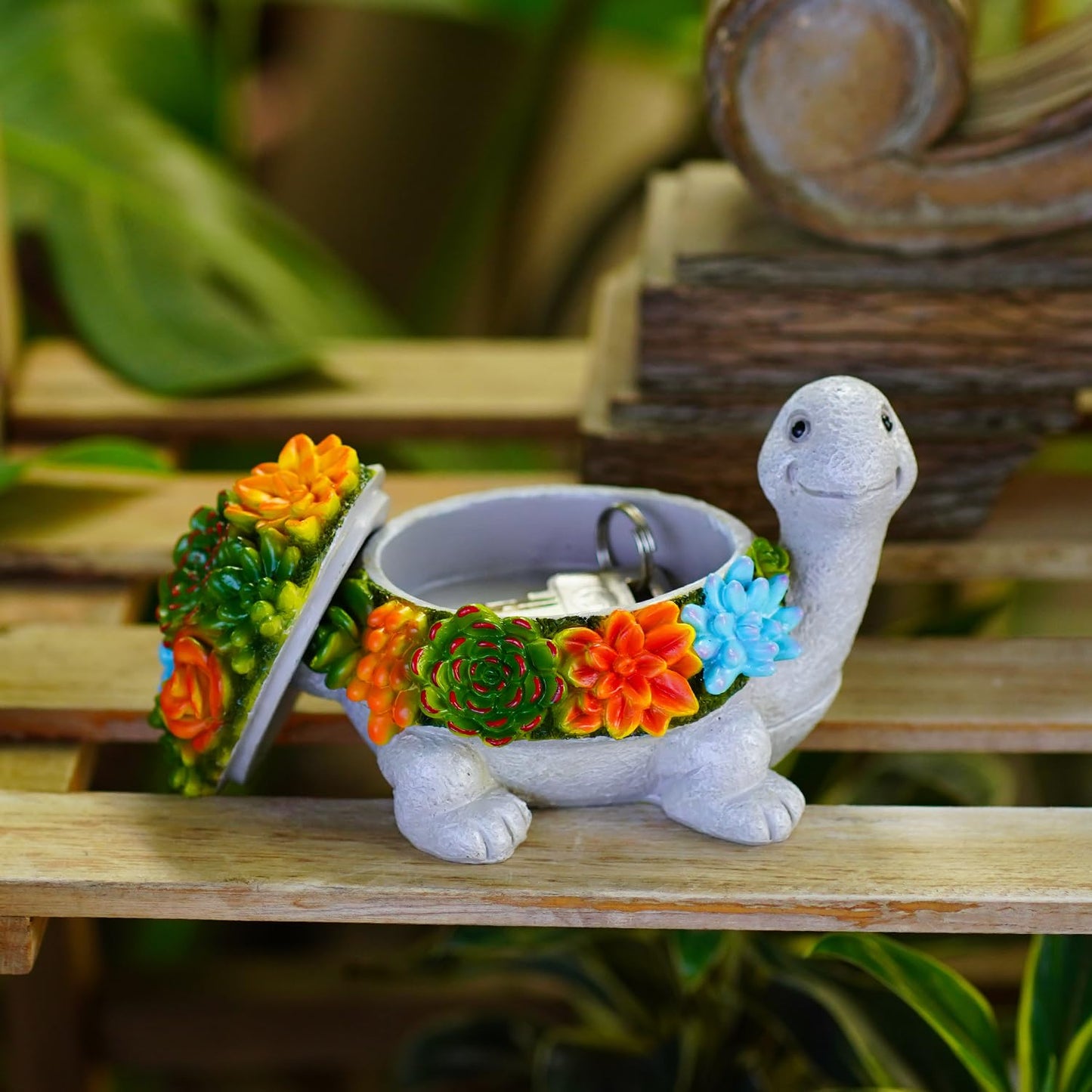Fashionoda Outdoor Turtle Key Hider Statue - Cute Succulent Turtle Hide a Key Outdoor Decorative - Small Gift Box for Women, Home Decor & Gifts