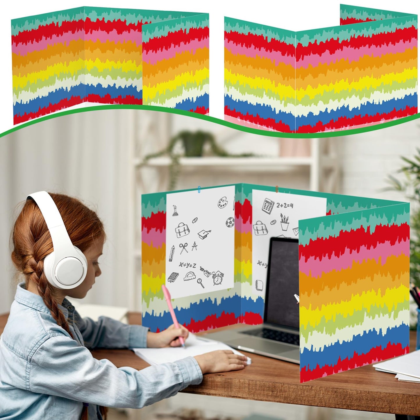 Cinrobiye 24 Pcs Inspirational Privacy Folders Standard for Students Cardboard Shields Test Privacy Boards Motivational Words Desk Dividers Shield for Classroom School Study Supplies (Tie-Dye)