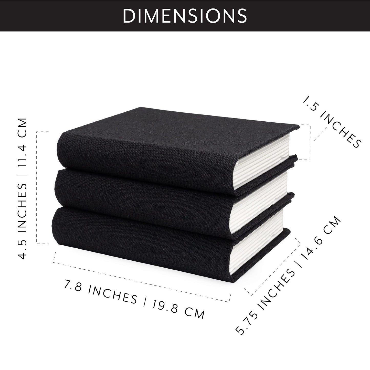 AuldHome Design Faux Book Stack (Black, Set of 3); Decorative Books for DIY Crafts and Home Decor