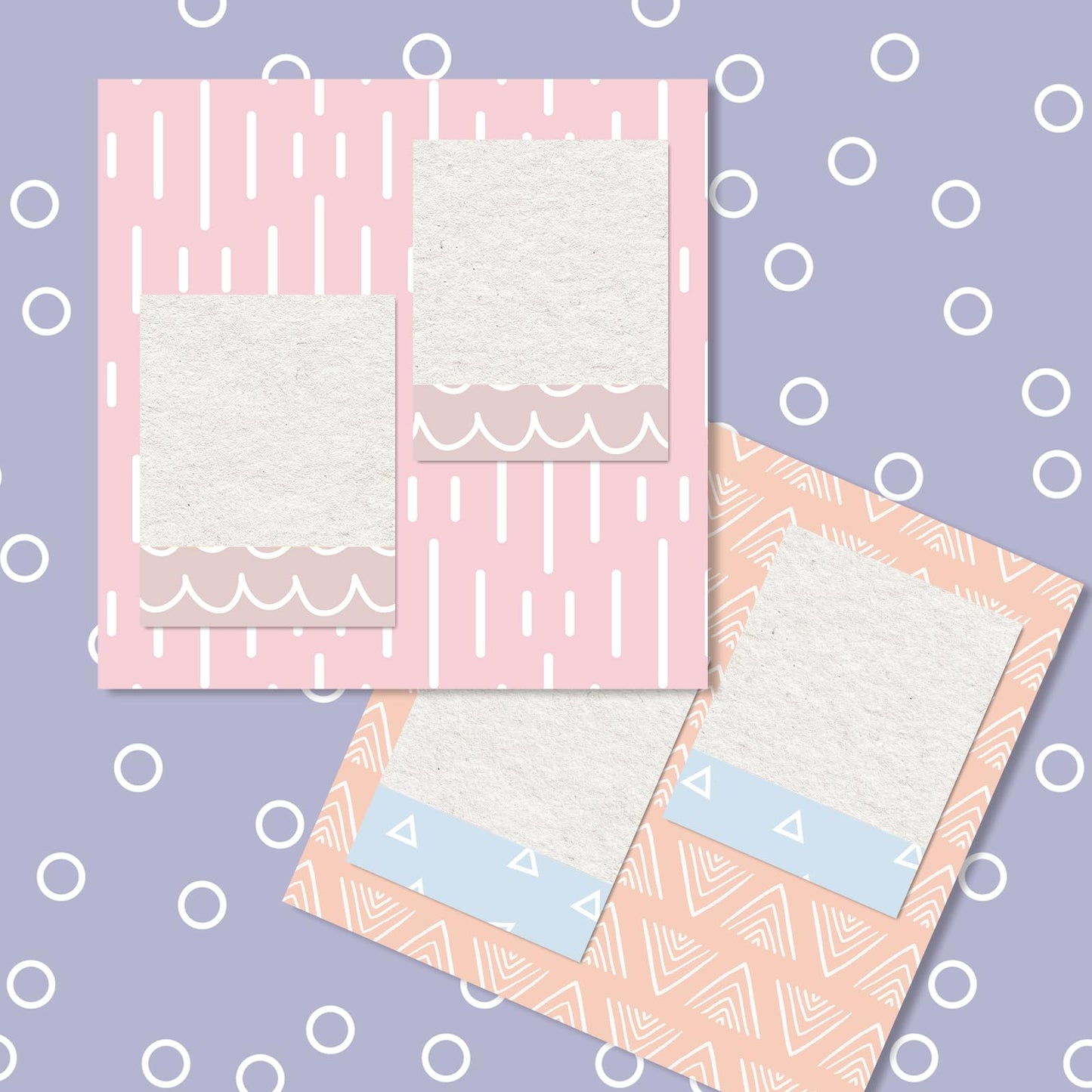Whaline 60 Sheets Pastel Doodle Pattern Paper Stripe Wave Star Double Sided Scrapbook Specialty Paper for Spring DIY Crafts Card Making, 5.5 x 8.3 Inch