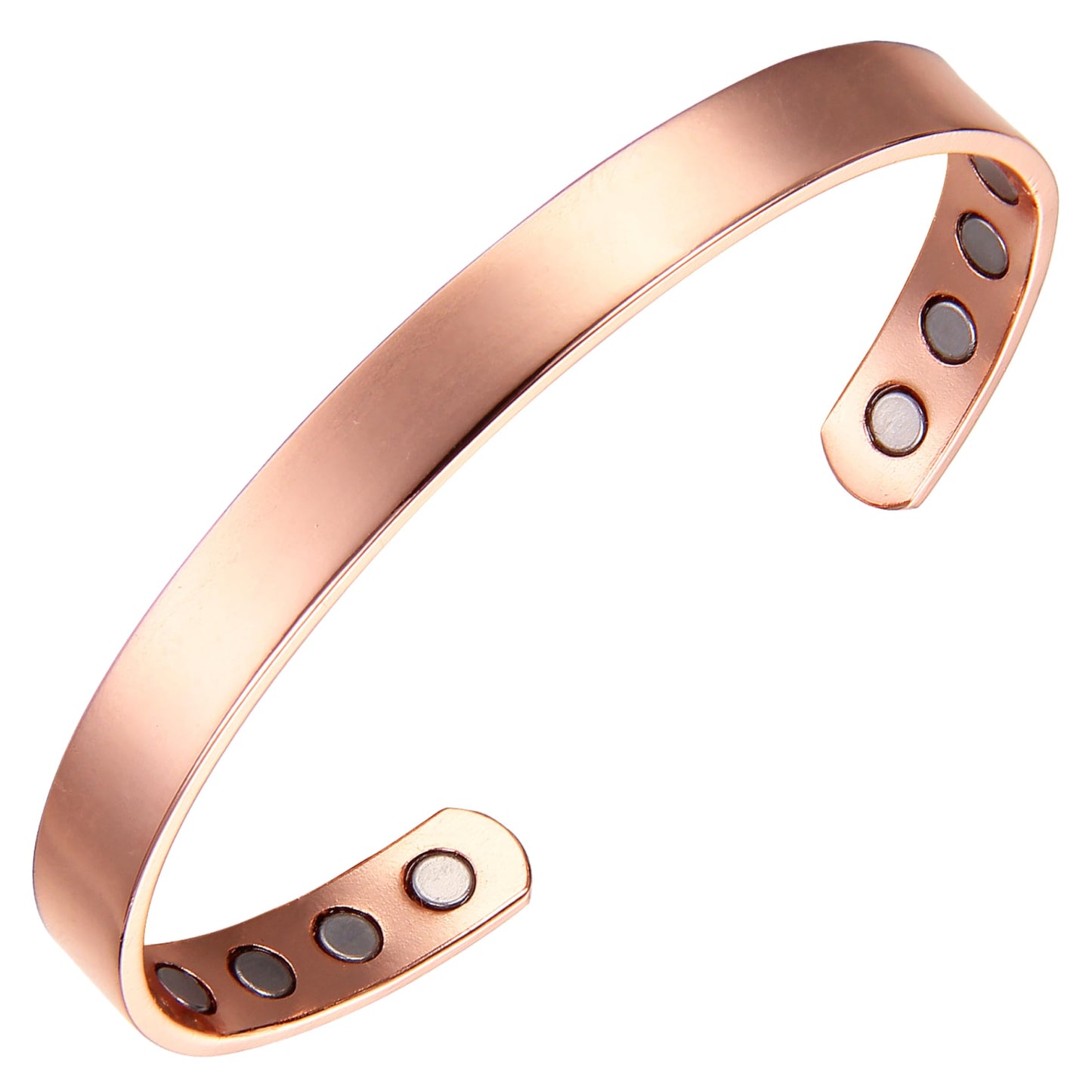Earth Therapy - The Original 100% Pure Copper Minimalist Shiny Bracelet with Ultra Strength Magnets - 3 Cuff Value Set - Unisex - Adjustable