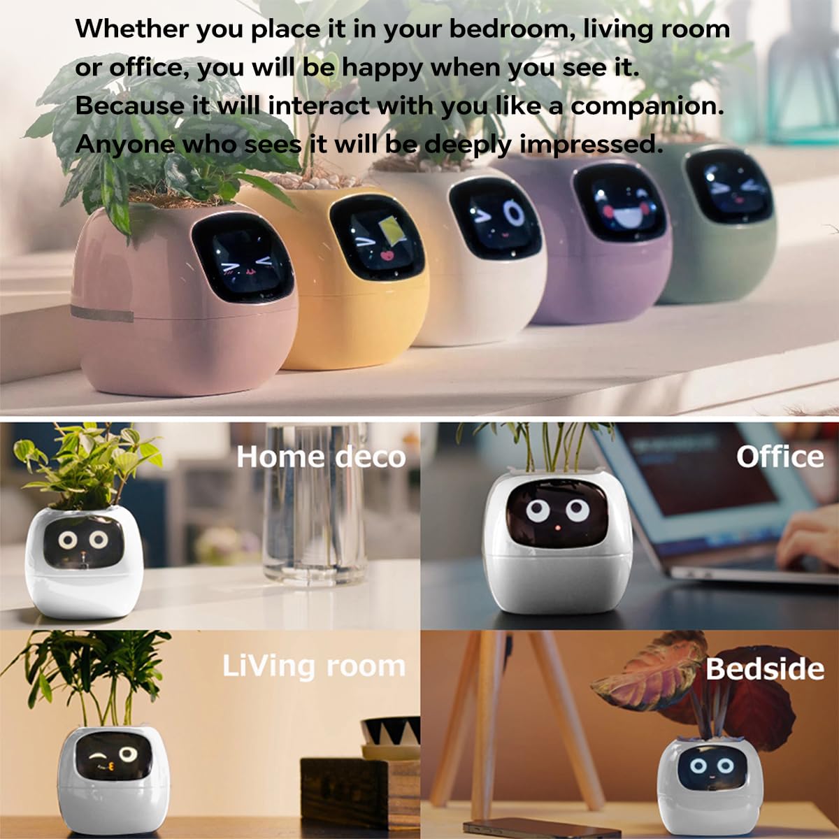 Smart Pet Planter, Smart Plant Pot, With Artificial Intelligence, Time Weather Display, And Multiple Expressions Animation,Lovely Plant Companion, For Desktop Decoration, Gifts,Plant-Free (Purple)