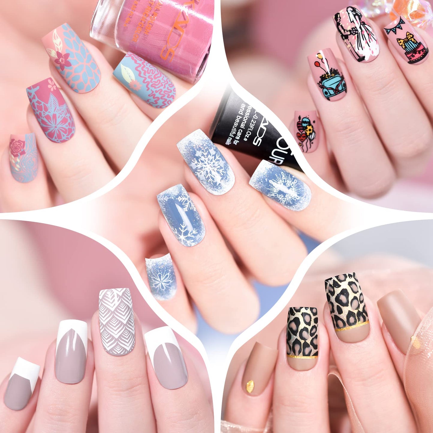 KADS 20Pcs Nail Stampig Plates with Stamper and Scraper Kit Nail Stamp Template Stencil Nail Art Design DIY Tool