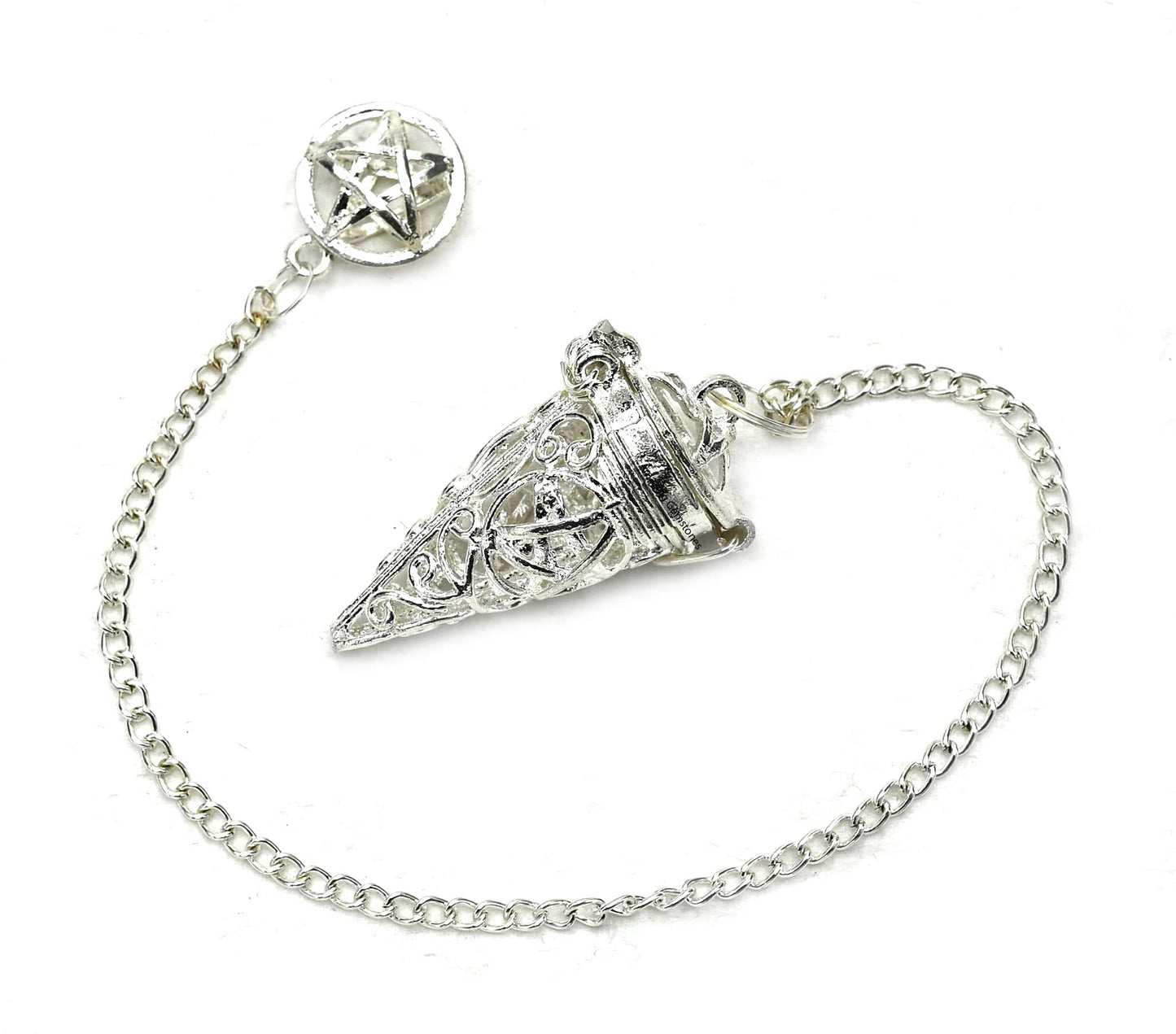 Amazing Gemstone Healing Metal Pendulums for Divination, Silver Chamber Cone Steel Copper Pendulum High Energy Pendulo de Bronce Pendulos de Mesa MP46