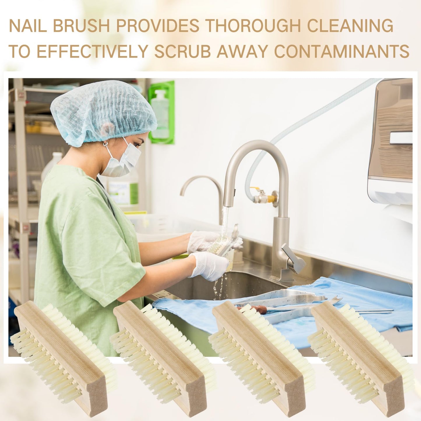 Patelai 24 Pack Wooden Nail Brush Bulk Two-sided Hand Fingernail Brush Non-slip Wood Heavy Duty Stiff Nail Scrubber for Nails and Toes Cleaning, Hand Scrub Brushes for Travel