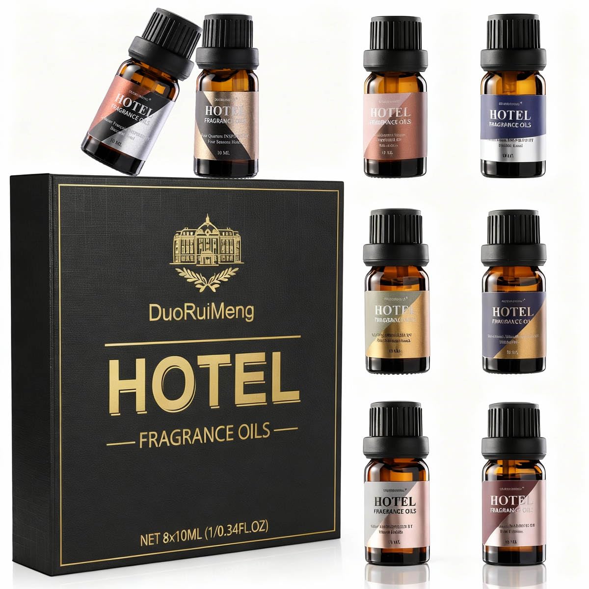 Hotel Diffuser Oil Gift Set - Inspired by 5-Star Hotel Scents - My Way,Ritz - C,Westin White Tea,Baccarat,Four Seasons,Hilton,Beachfront Villa,Paris Coast, Fragrance Oil Set