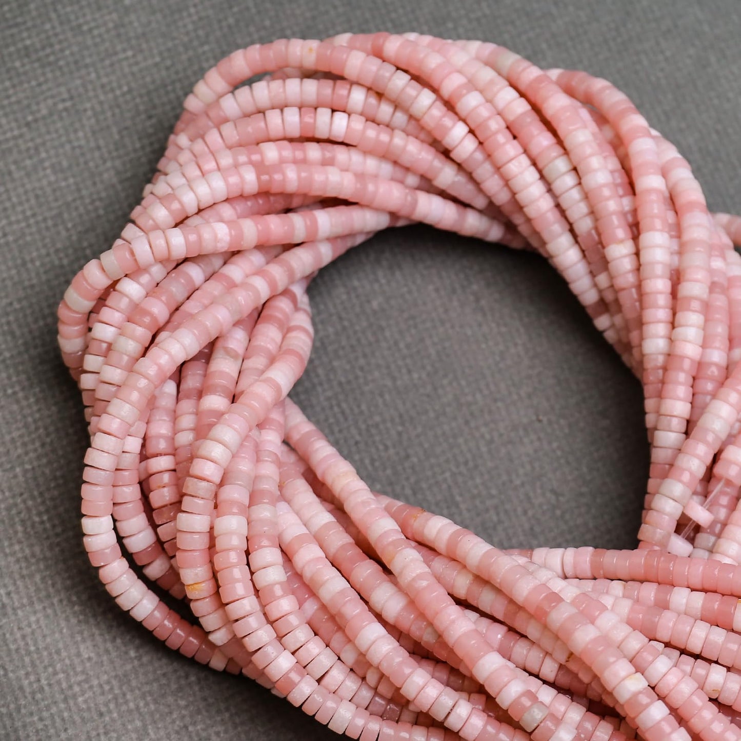 BONNY BOXX 150PCs Natural Pink Opal Spacer Beads, Loose Semi Precious Flat Round Gemstone Heishi Disc Stone Beads for Beading Jewelry Making 4mm*2mm