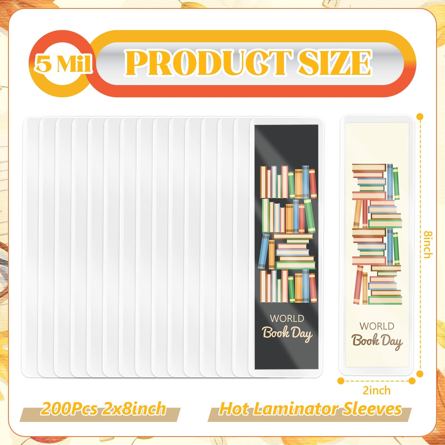 500 Pcs Bookmark Laminating Pouches 2x8inch 5 Mil Hot Laminator Sleeves DIY Bookmark Making Kit for Book Lovers(Without Laminating Machines)