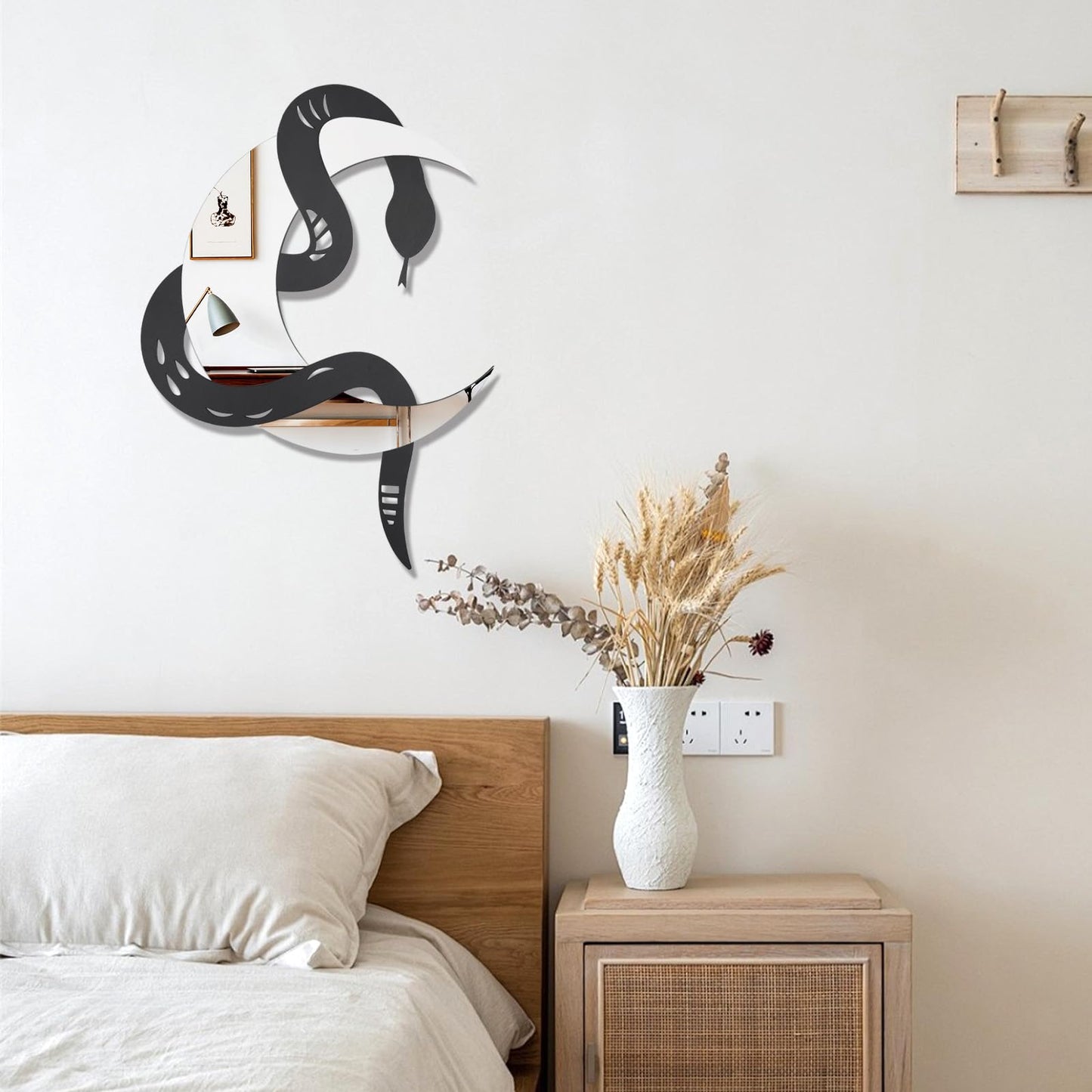 OYEFLY Black Snake and Crescent Moon Mirror Wall Decor,Gothic Snake Decorative Mural (style 1)